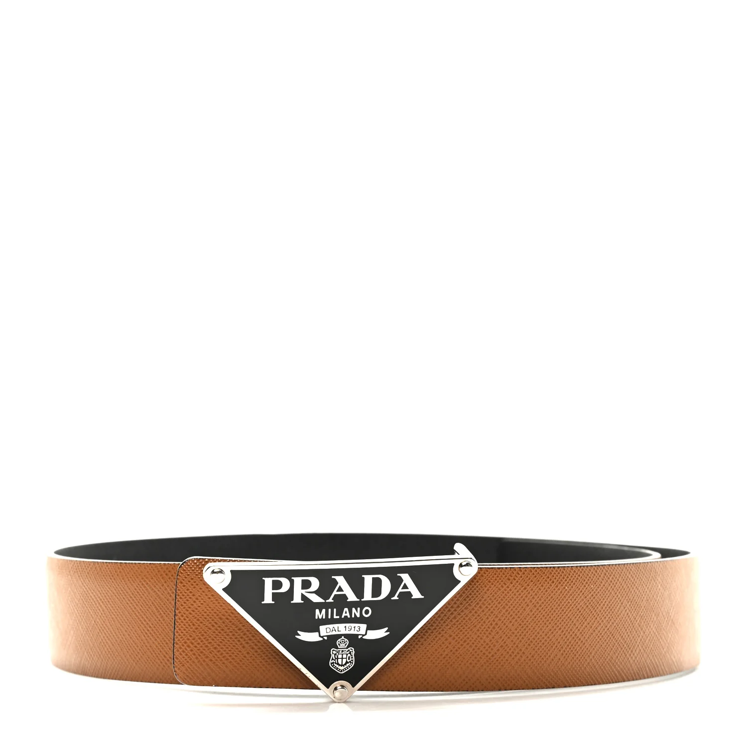 Saffiano Triangle Reversible Belt 85 34 Black Caramel