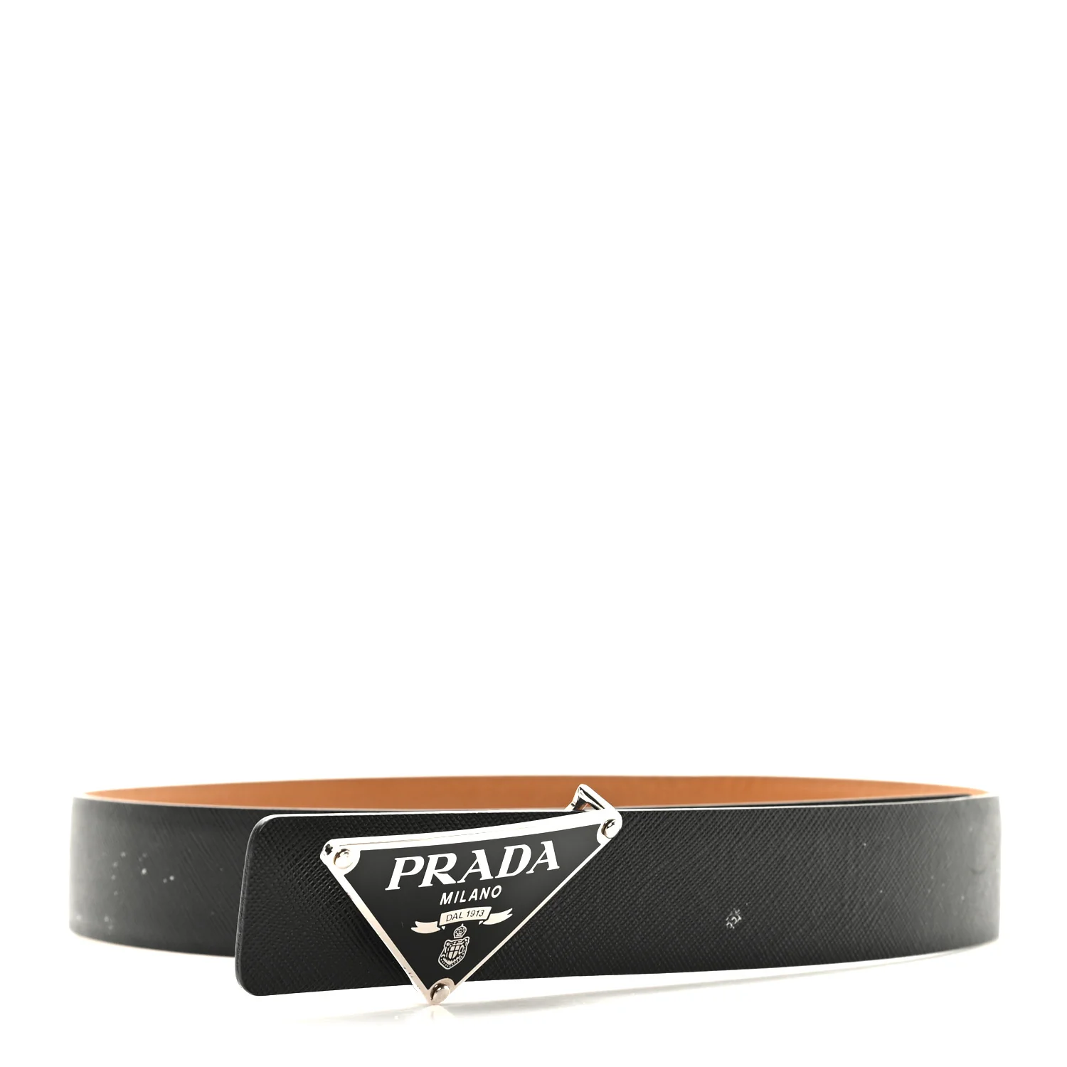 Saffiano Triangle Reversible Belt 85 34 Black Caramel - Image 6