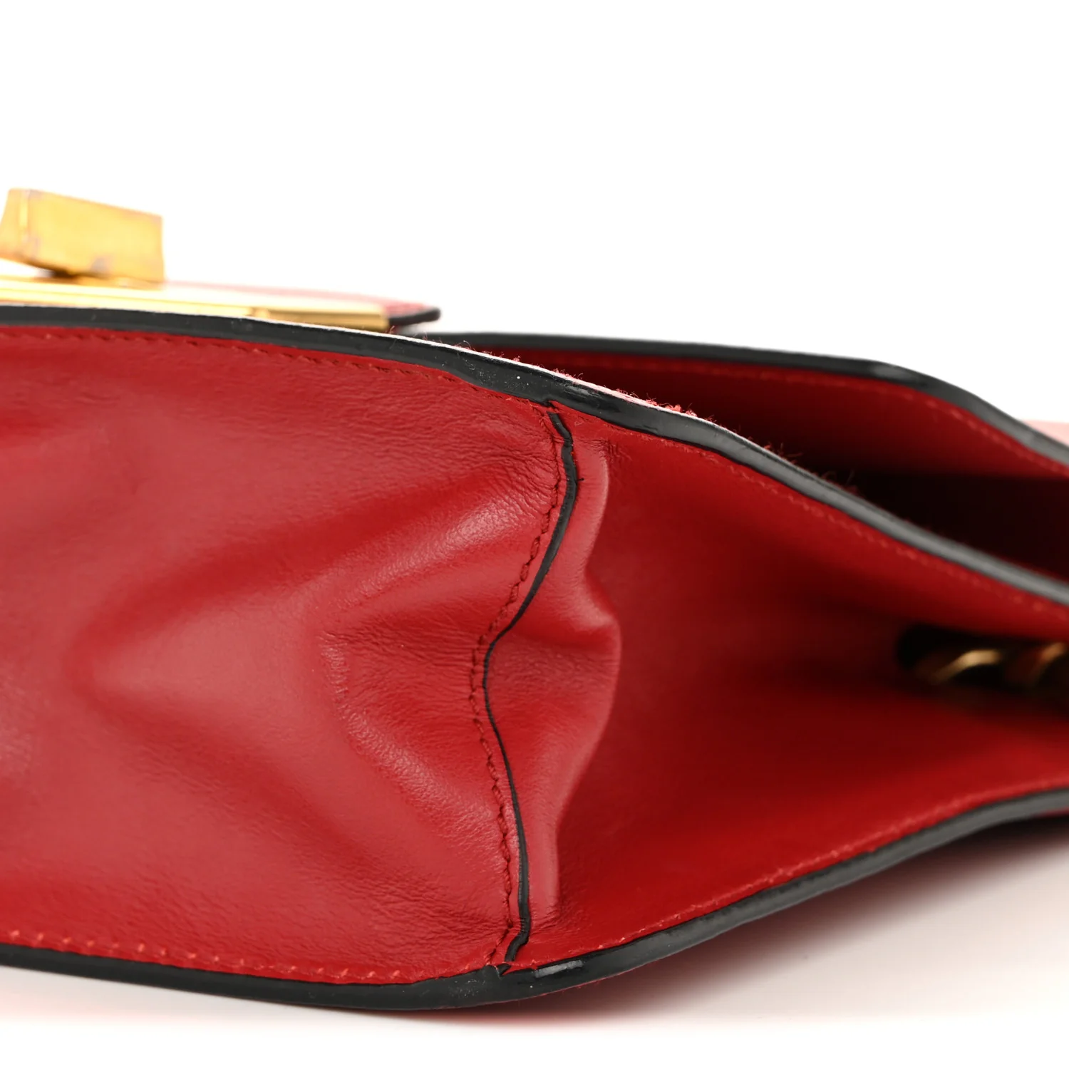 Saffiano Turn Lock Chain Shoulder Bag Fuoco - Image 11
