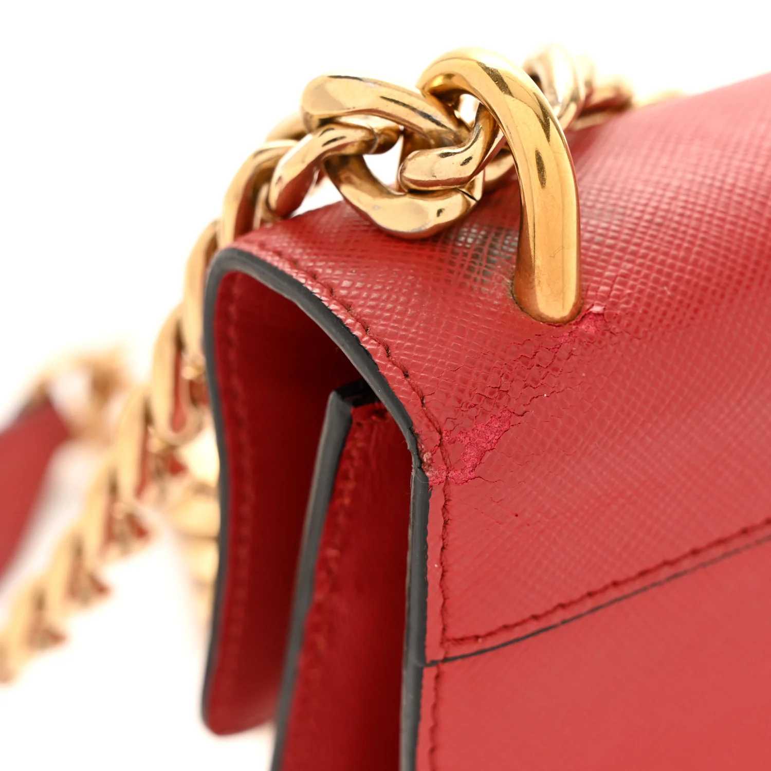 Saffiano Turn Lock Chain Shoulder Bag Fuoco - Image 17