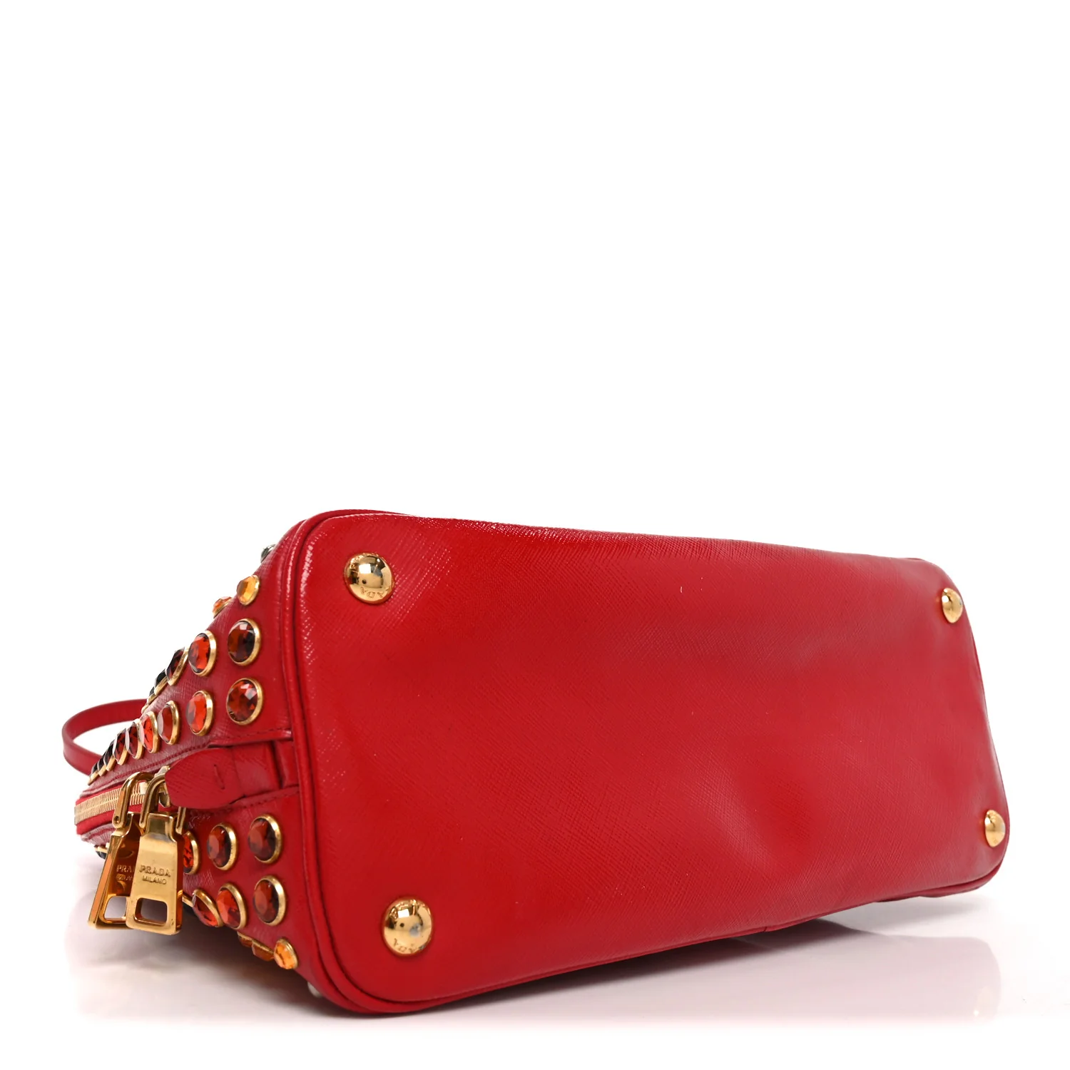 Saffiano Vernice Crystal Pyramid Bag Rosso - Image 4
