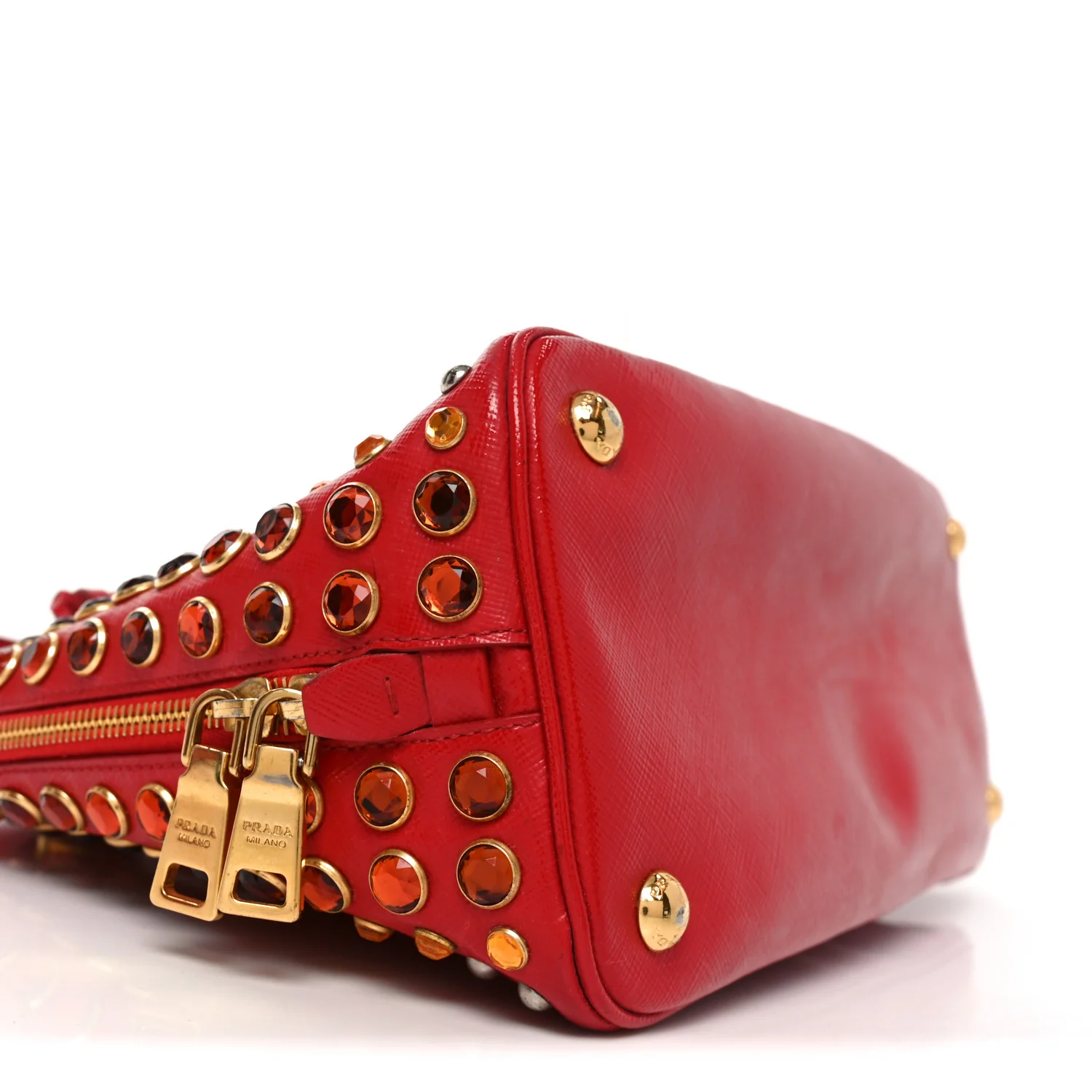 Saffiano Vernice Crystal Pyramid Bag Rosso - Image 8