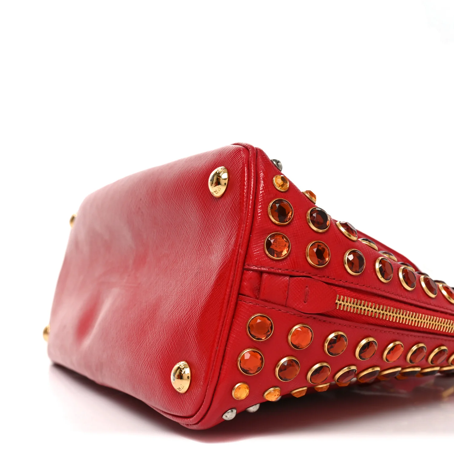 Saffiano Vernice Crystal Pyramid Bag Rosso - Image 9