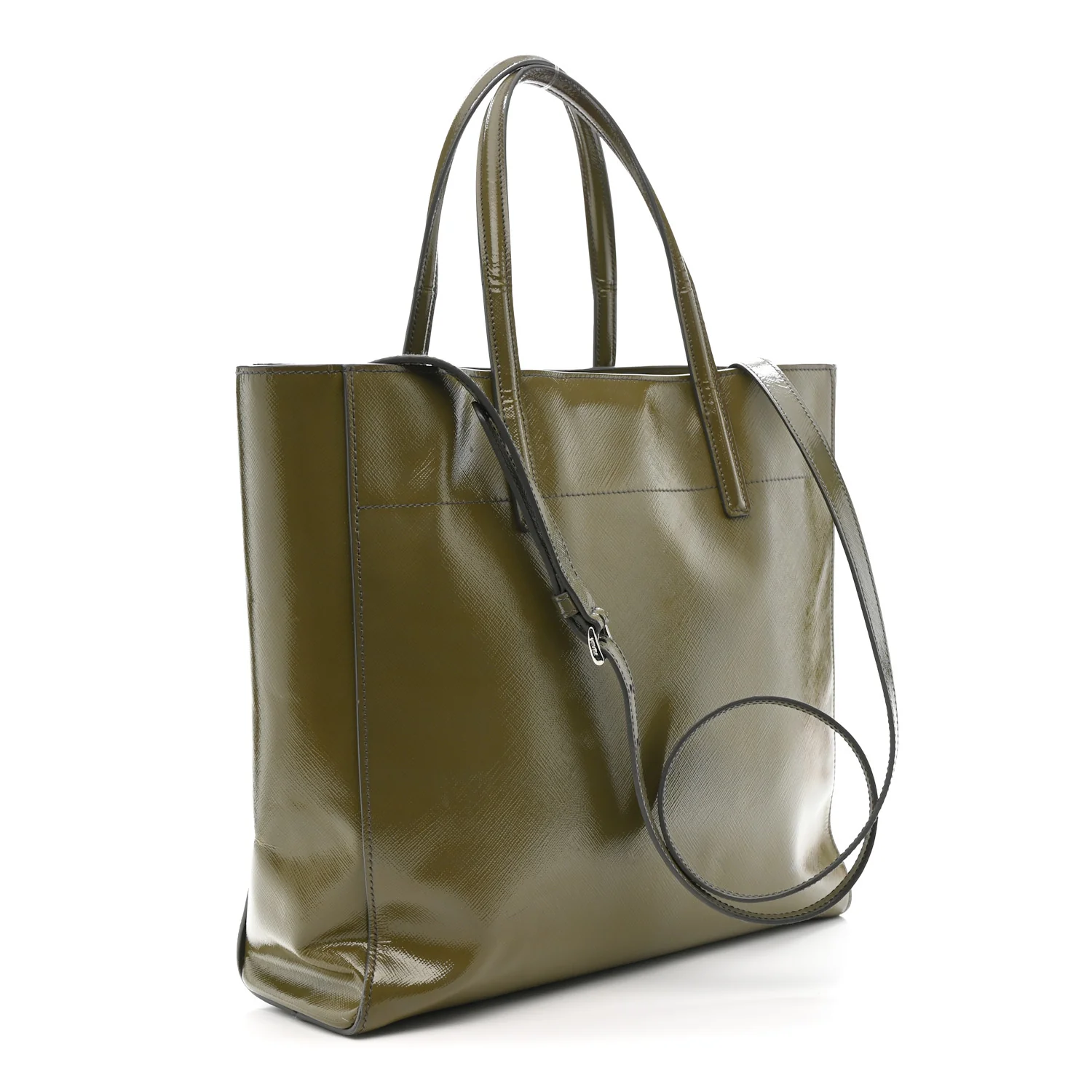 Saffiano Vernice Shopping Tote Militare - Image 3