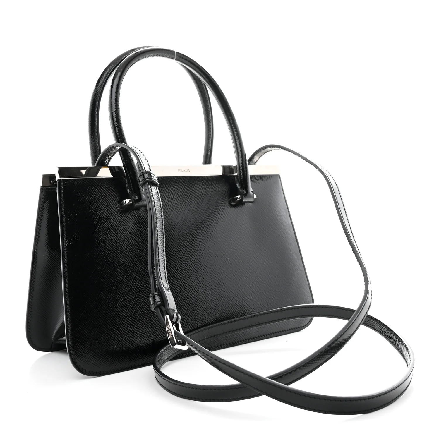 Saffiano Vernice Top Handle Bag Black - Image 3