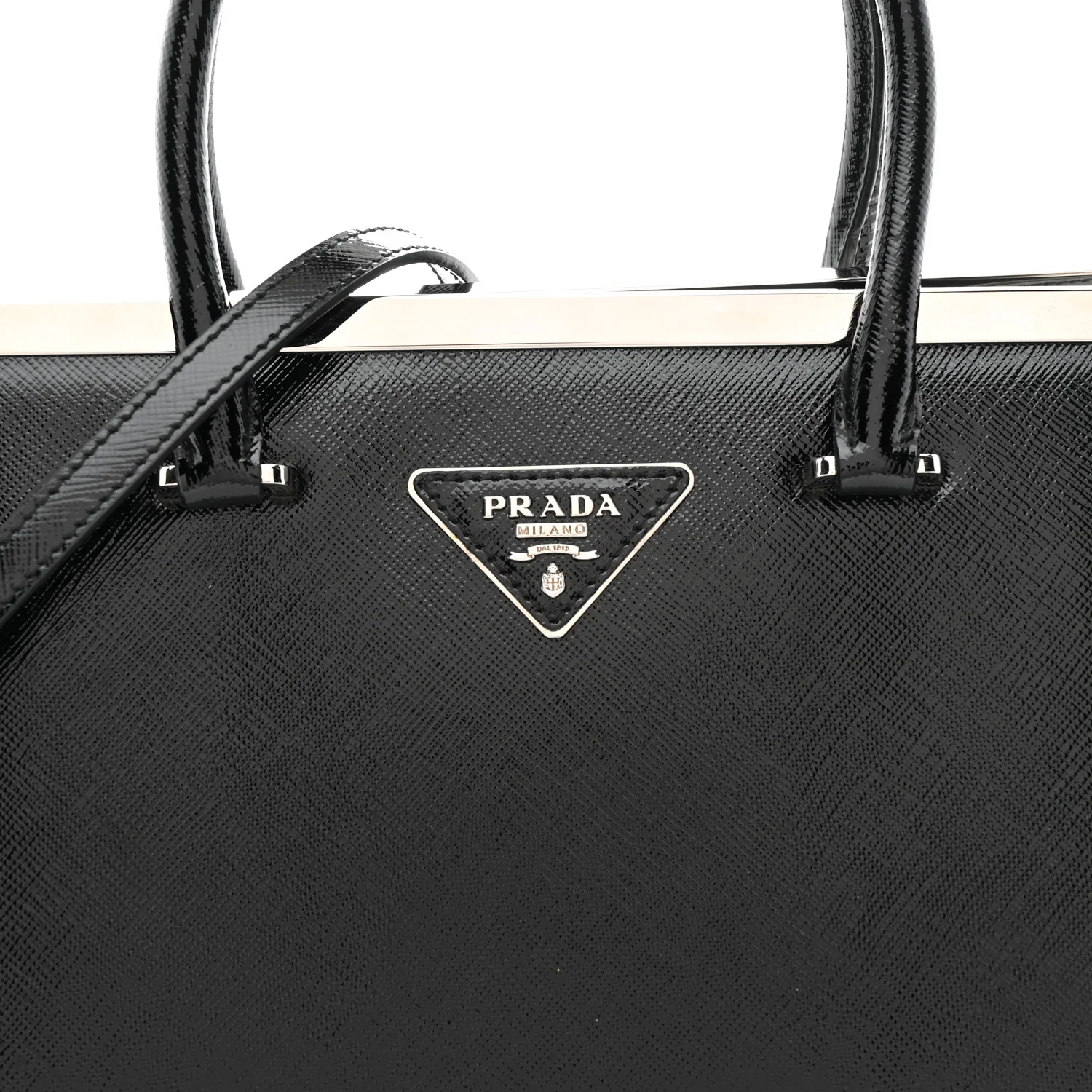 Saffiano Vernice Top Handle Bag Black - Image 7