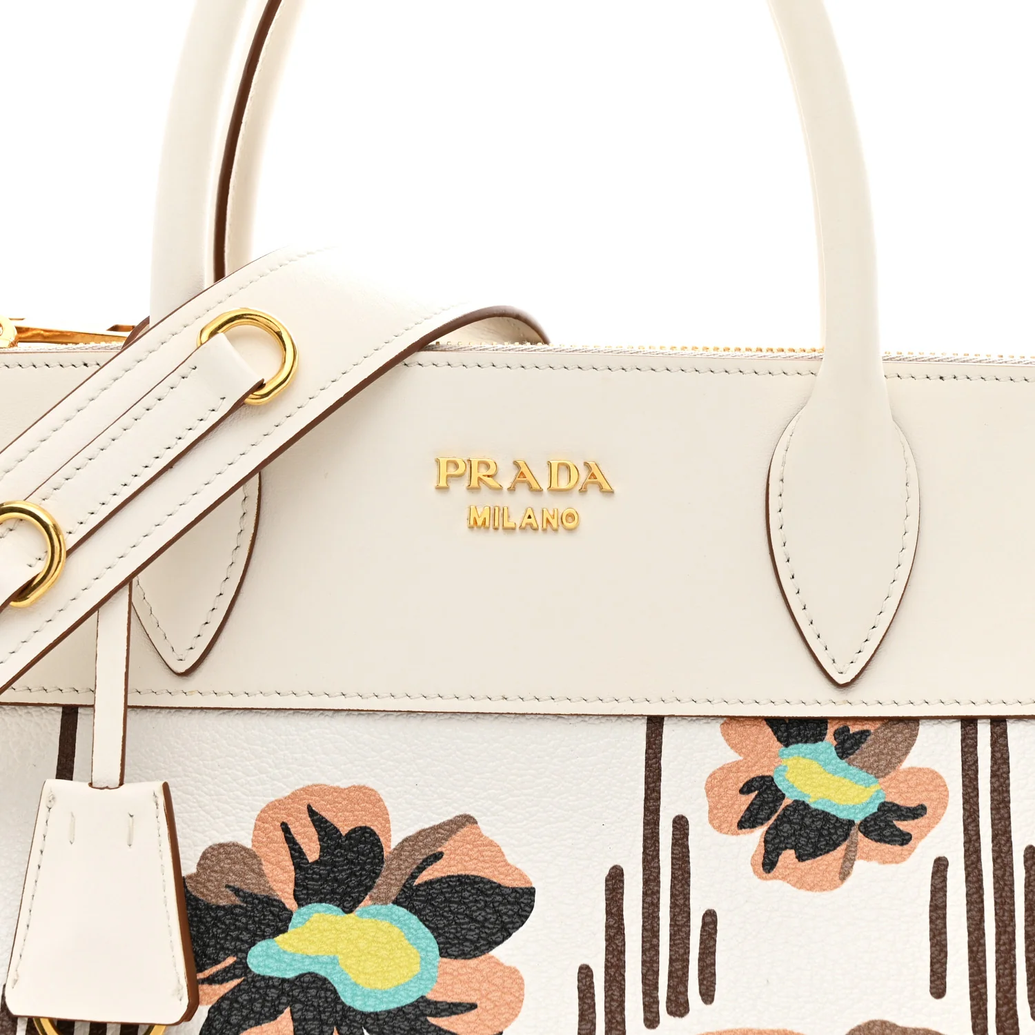 Saffiano Whipstitch Medium Paradigme Bag White Caramel Multicolor - Image 15