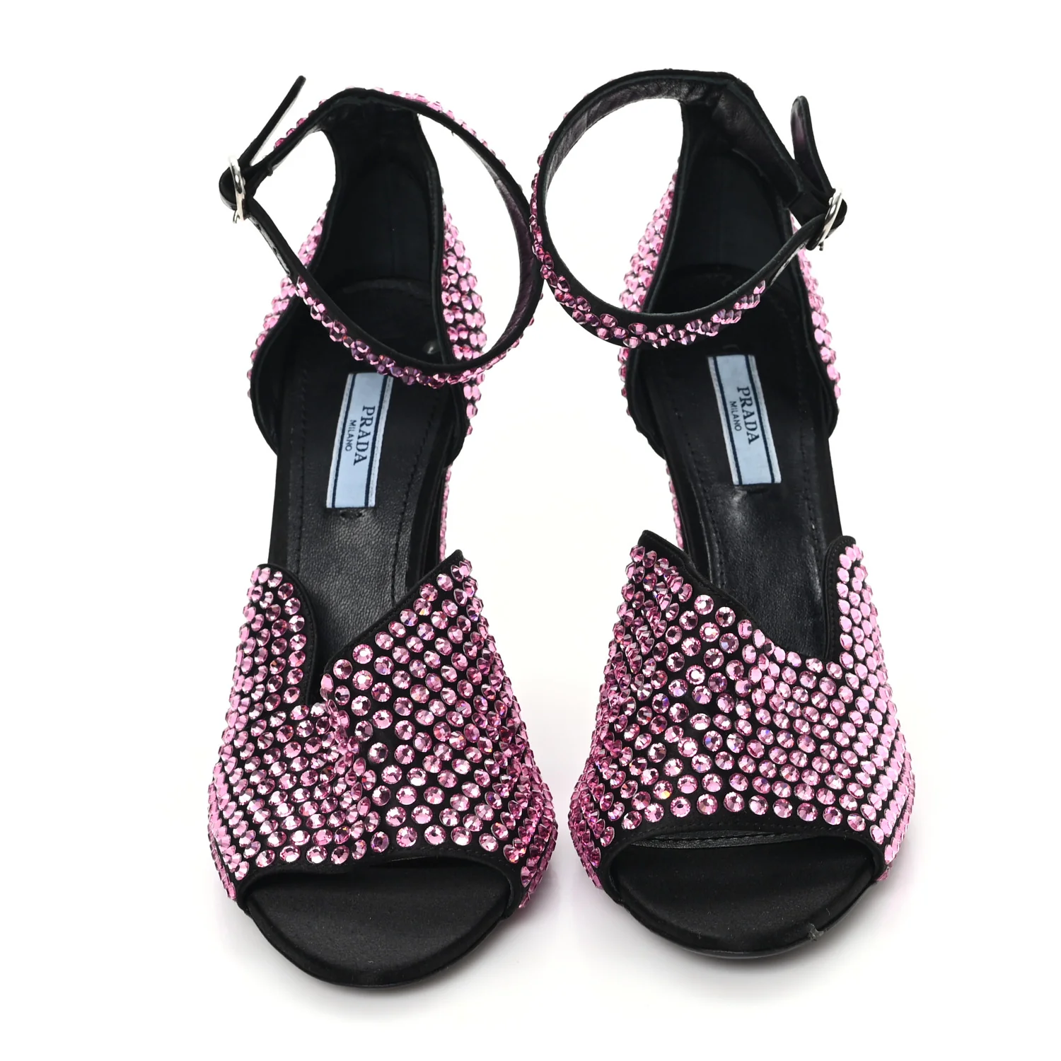 Satin Crystal Ankle Wrap 105mm Sandals 38 Rosa - Image 3