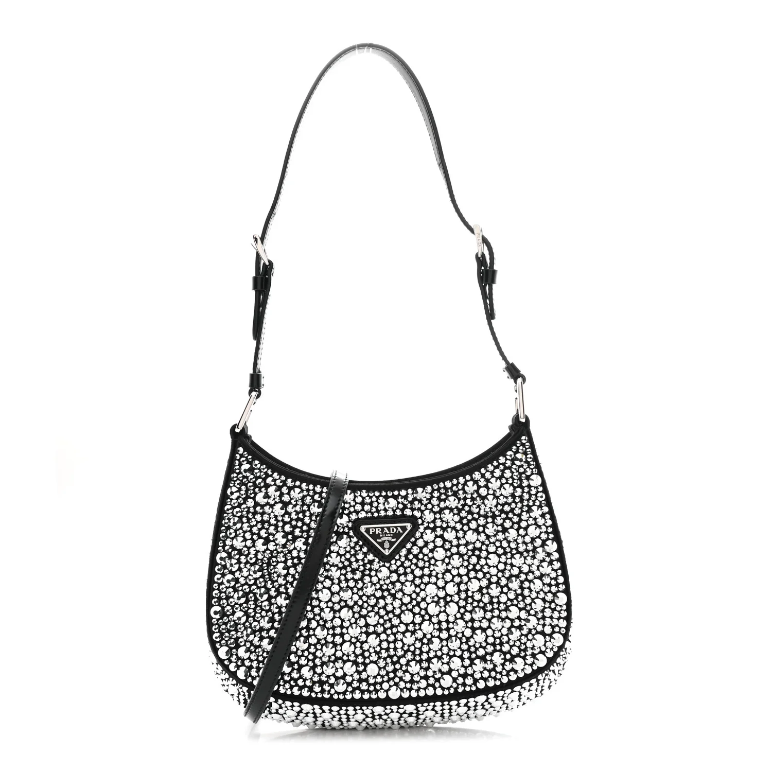 Satin Crystal Cleo Adjustable Strap Shoulder Bag Metal