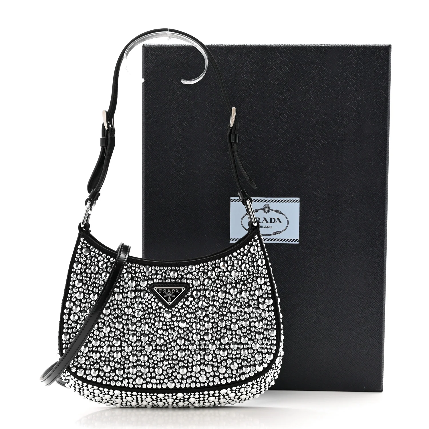 Satin Crystal Cleo Adjustable Strap Shoulder Bag Metal - Image 11