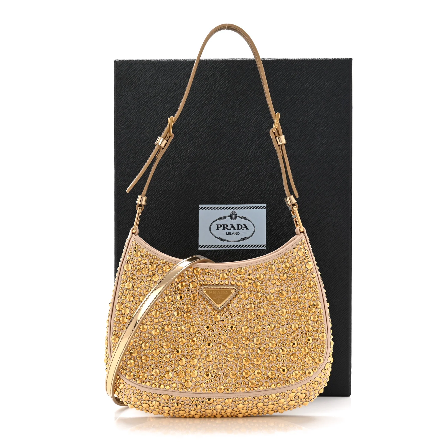 Satin Crystal Cleo Adjustable Strap Shoulder Bag Platino - Image 10