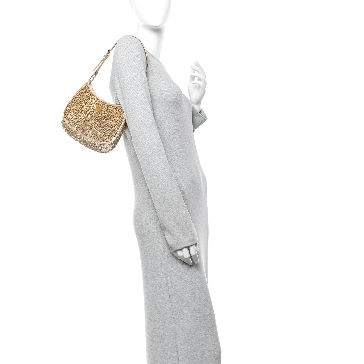 Satin Crystal Cleo Adjustable Strap Shoulder Bag Platino - Image 2