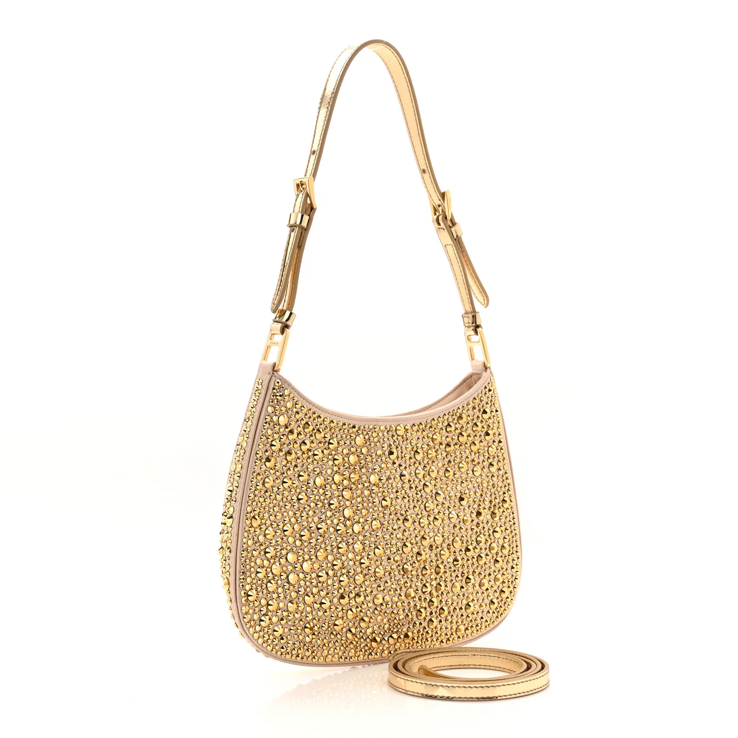 Satin Crystal Cleo Adjustable Strap Shoulder Bag Platino - Image 3