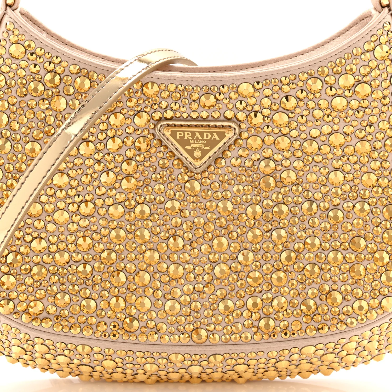 Satin Crystal Cleo Adjustable Strap Shoulder Bag Platino - Image 7