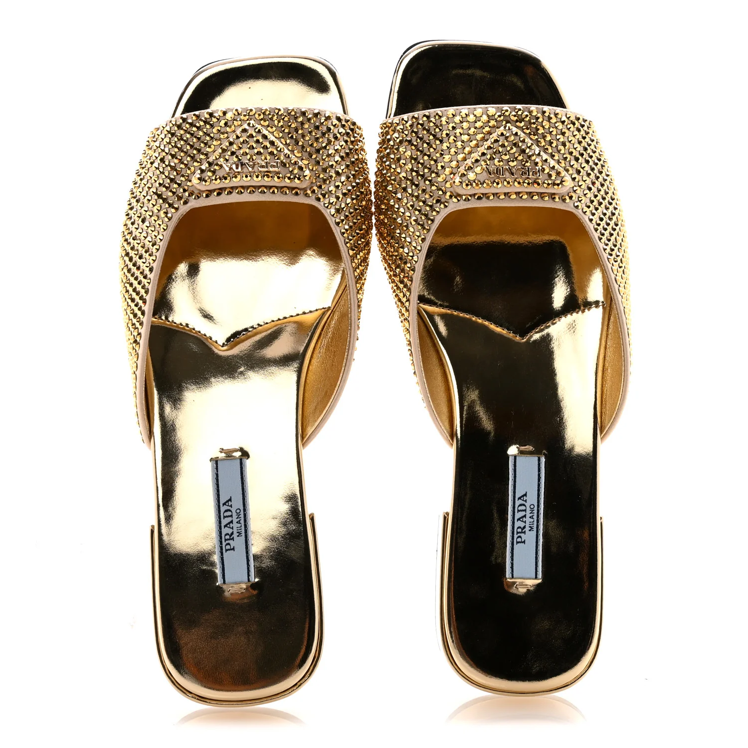 Satin Crystal Logo 10mm Slide Sandals 38 Platino - Image 2