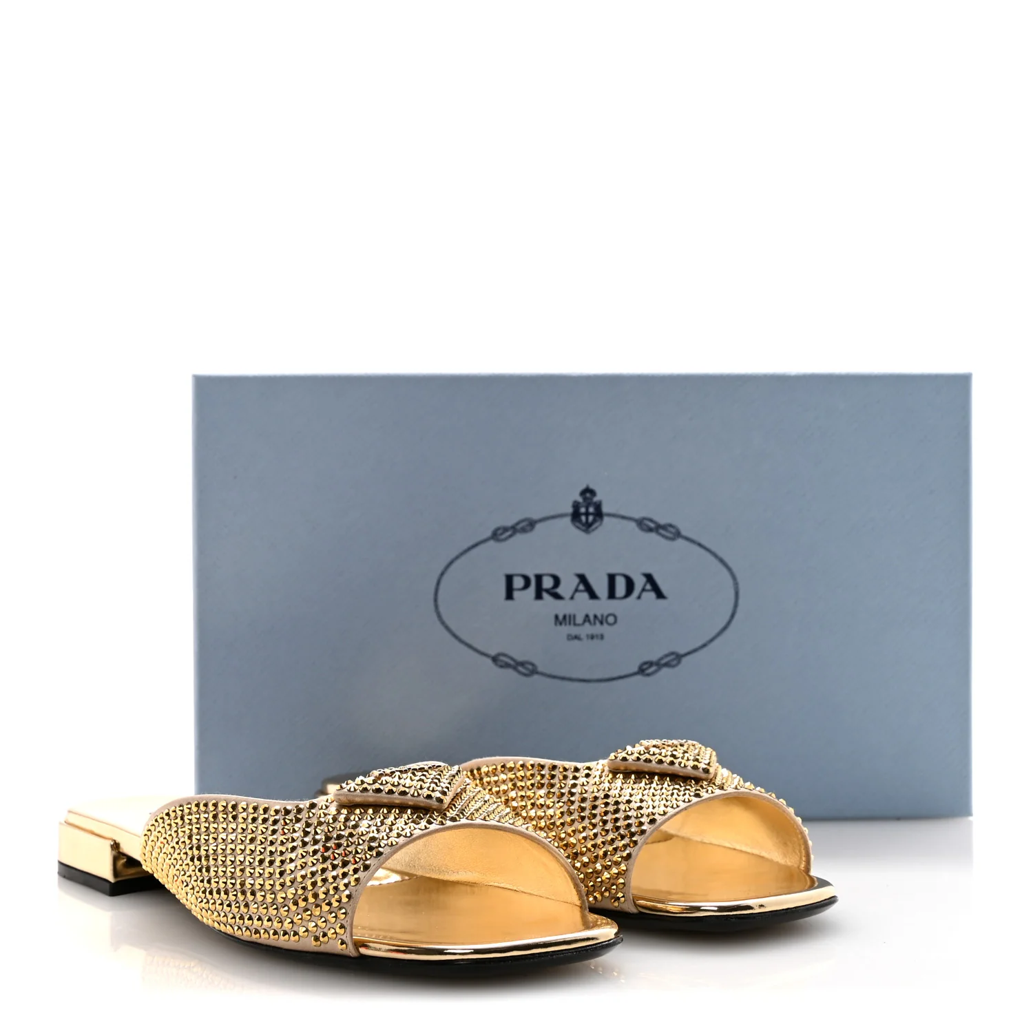 Satin Crystal Logo 10mm Slide Sandals 38 Platino - Image 9