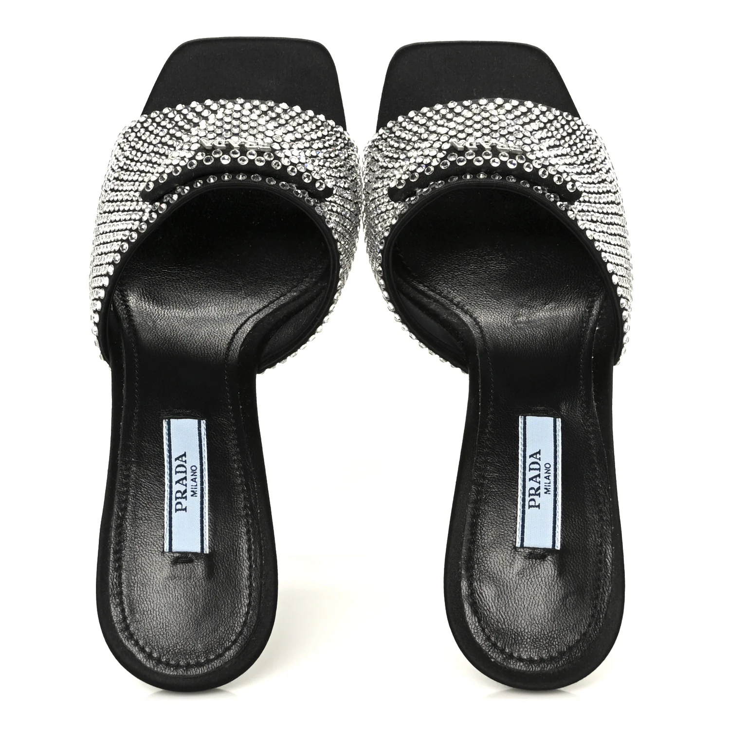 Satin Crystal Logo 65mm Slide Sandals 36 Cristal - Image 2