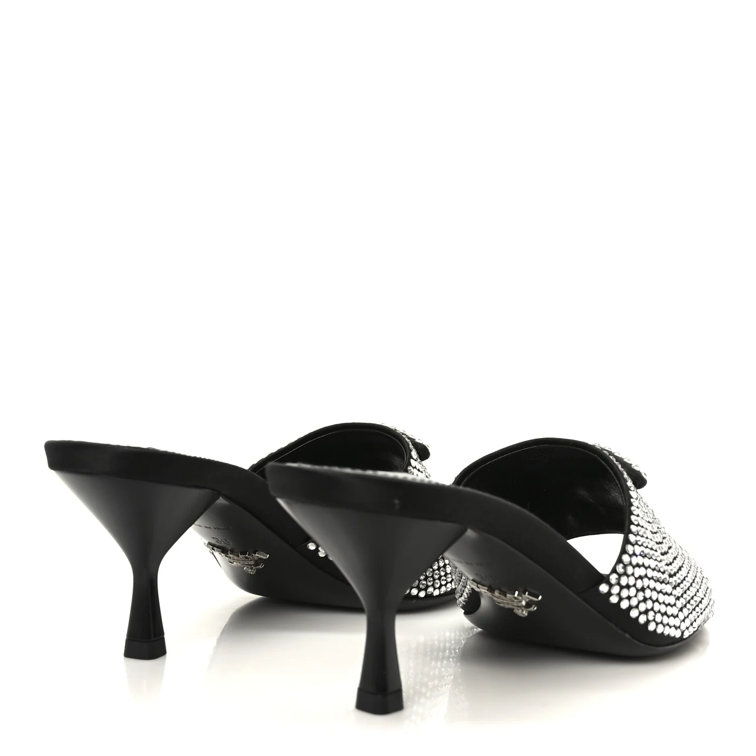 Satin Crystal Logo 65mm Slide Sandals 36 Cristal - Image 5