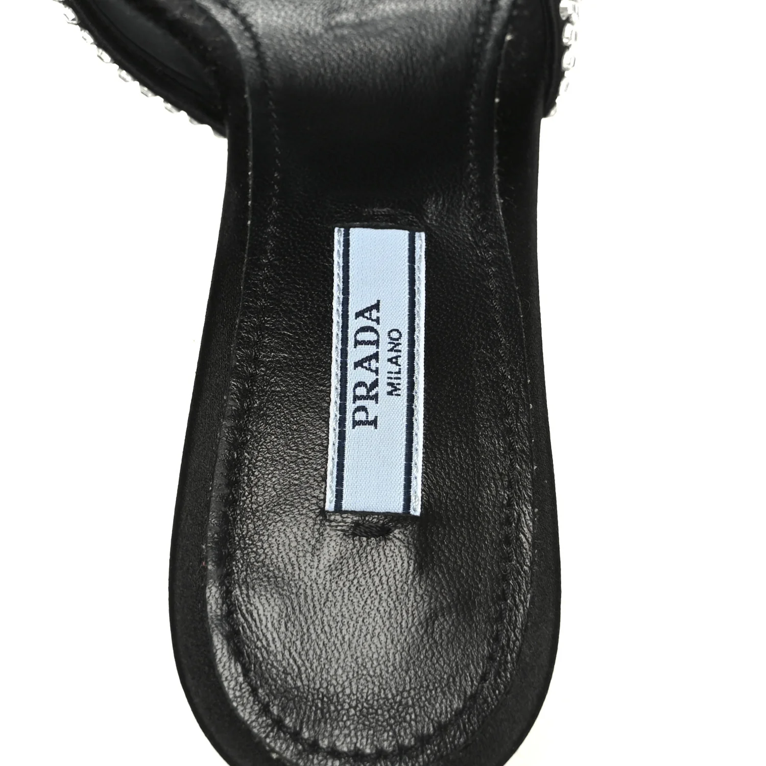 Satin Crystal Logo 65mm Slide Sandals 36 Cristal - Image 7