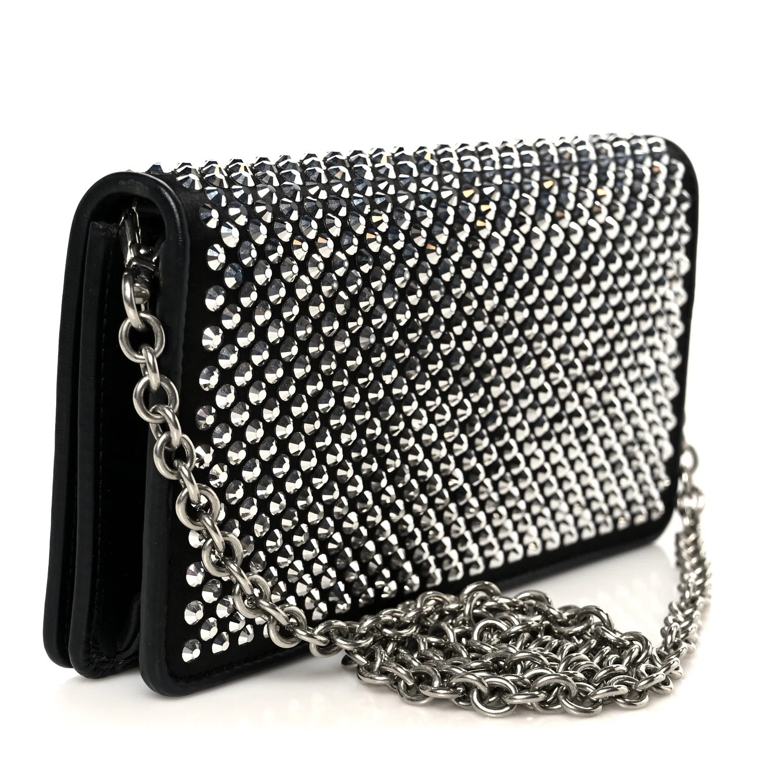 Satin Crystal Metal Triangle Logo Mini Crossbody Bag Cristal - Image 3
