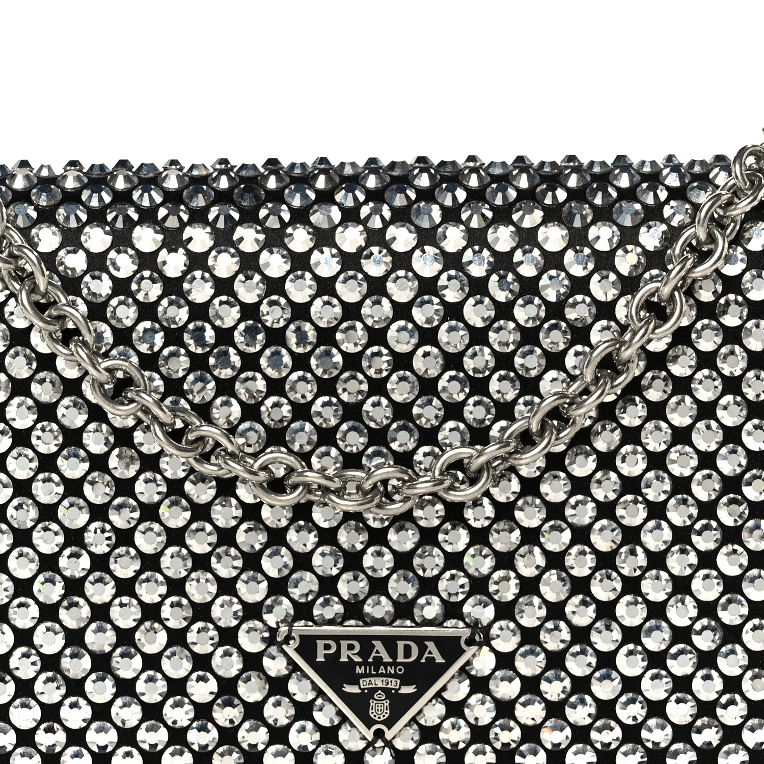 Satin Crystal Metal Triangle Logo Mini Crossbody Bag Cristal - Image 8
