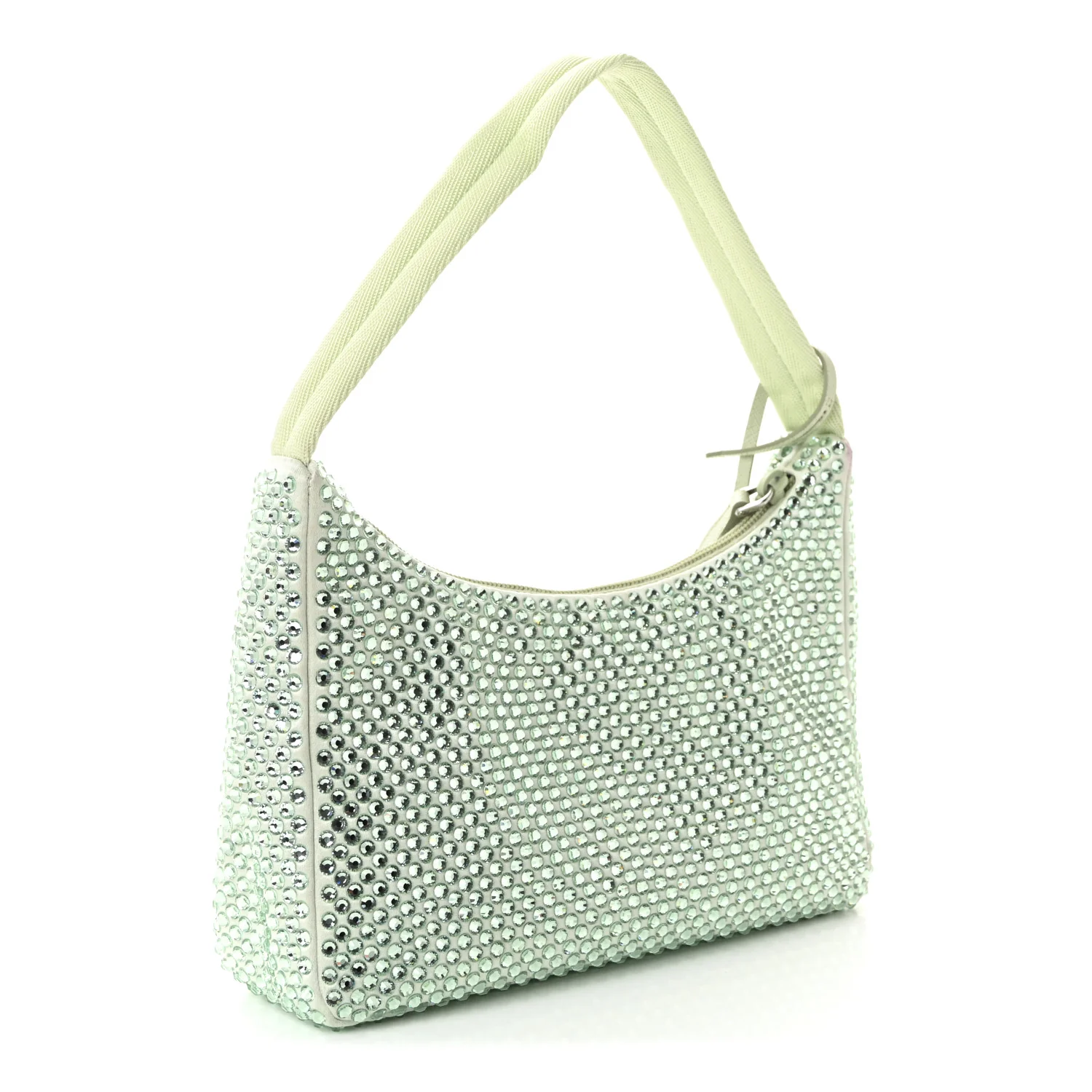 Satin Crystal Mini Re-Edition 2000 Bag Acqua - Image 3