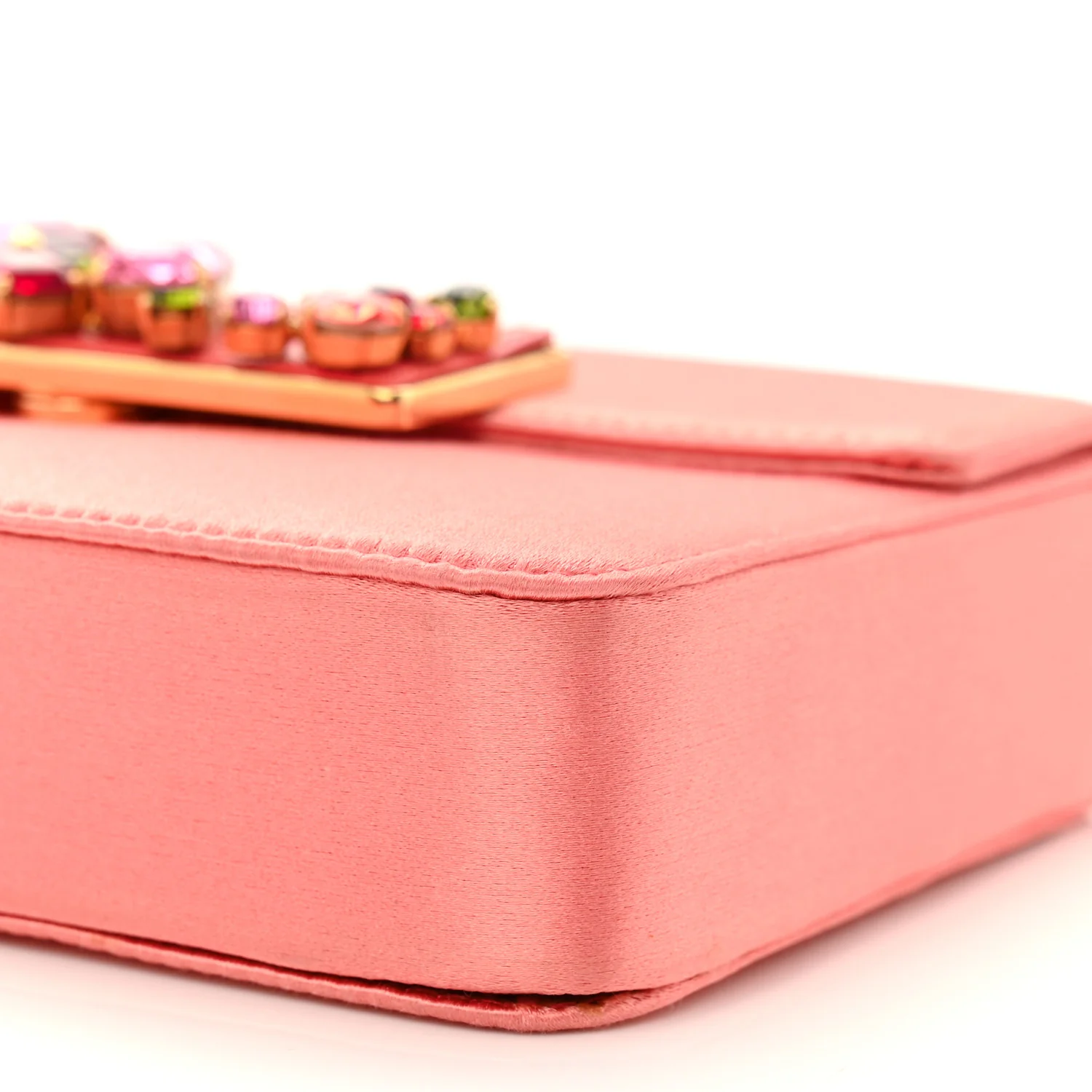Satin Raso Stones Embellished Top Handle Bag Corallo - Image 10