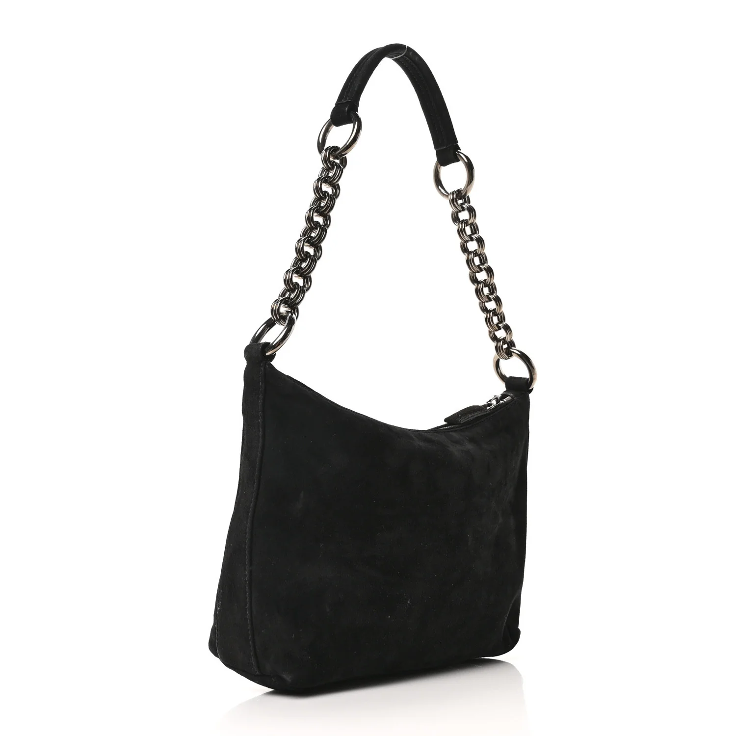 Scamosciato Suede Shoulder Bag Black - Image 3
