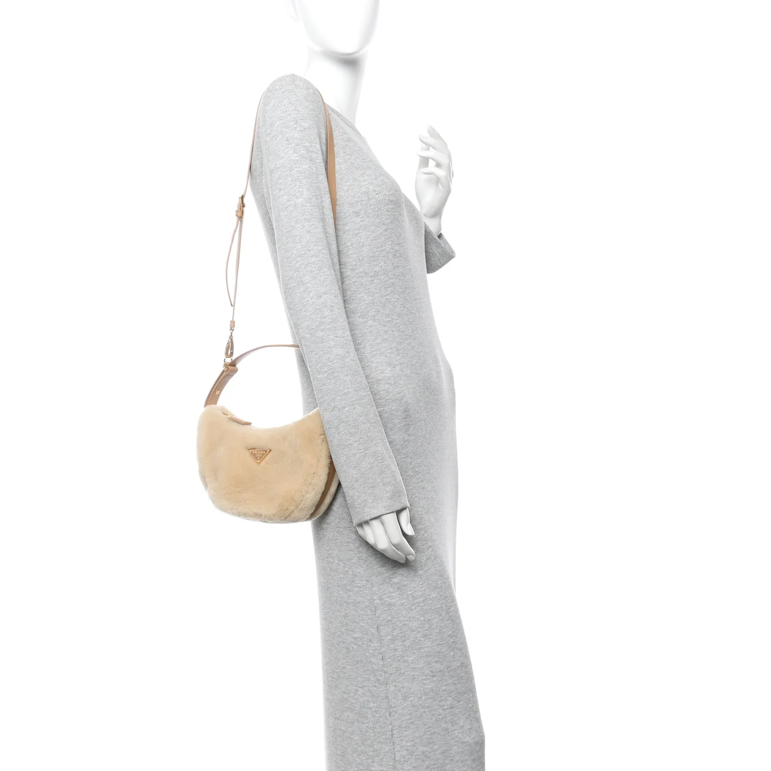 Shearling Arque Shoulder Bag Ecru Noisette - Image 2