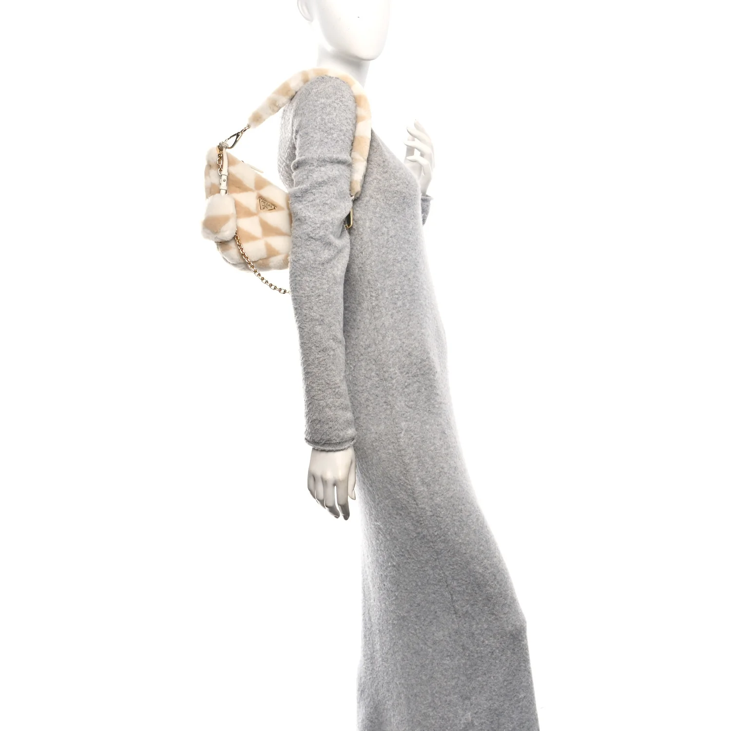 Shearling Symbole Mini Triangle Bag Ecru White - Image 2