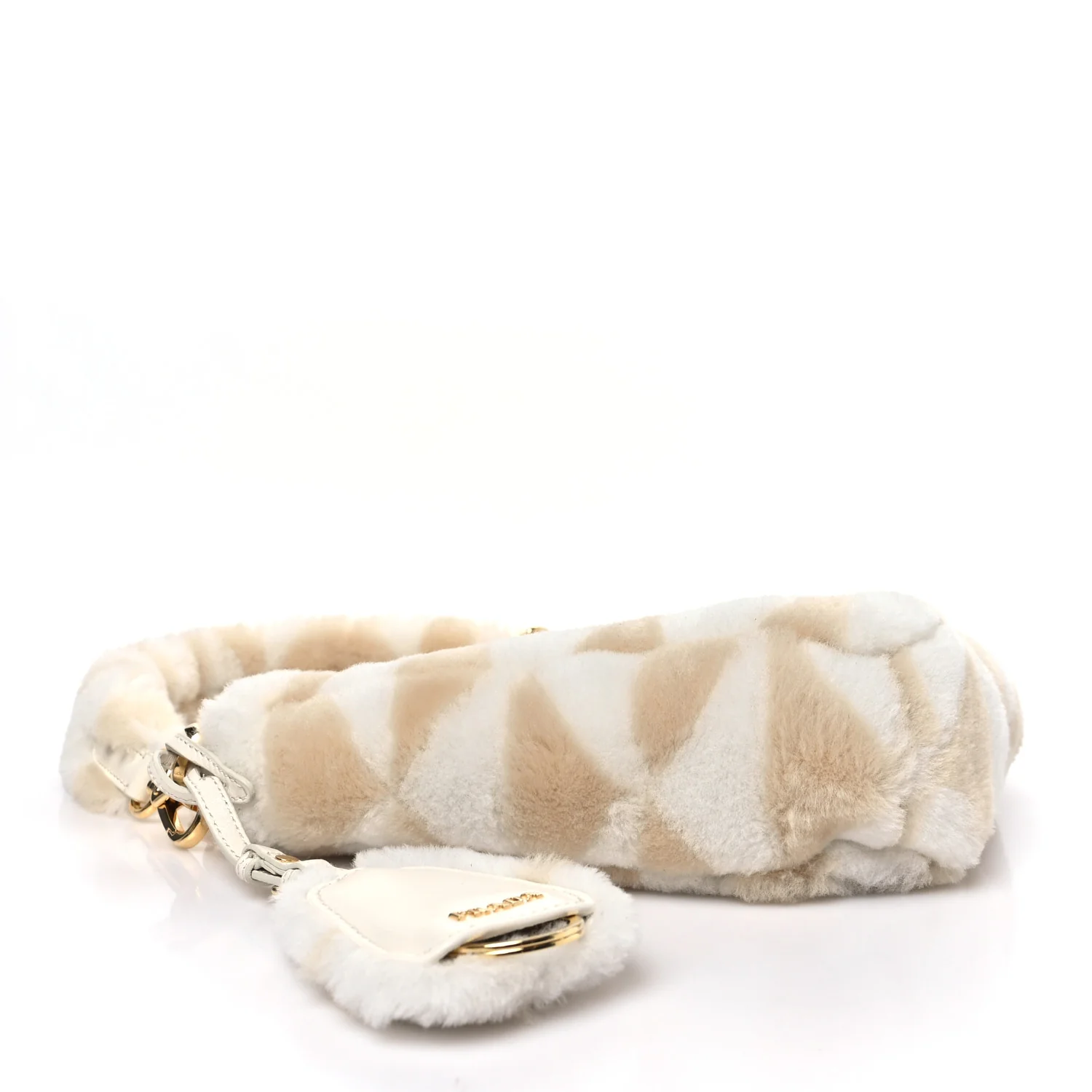 Shearling Symbole Mini Triangle Bag Ecru White - Image 4