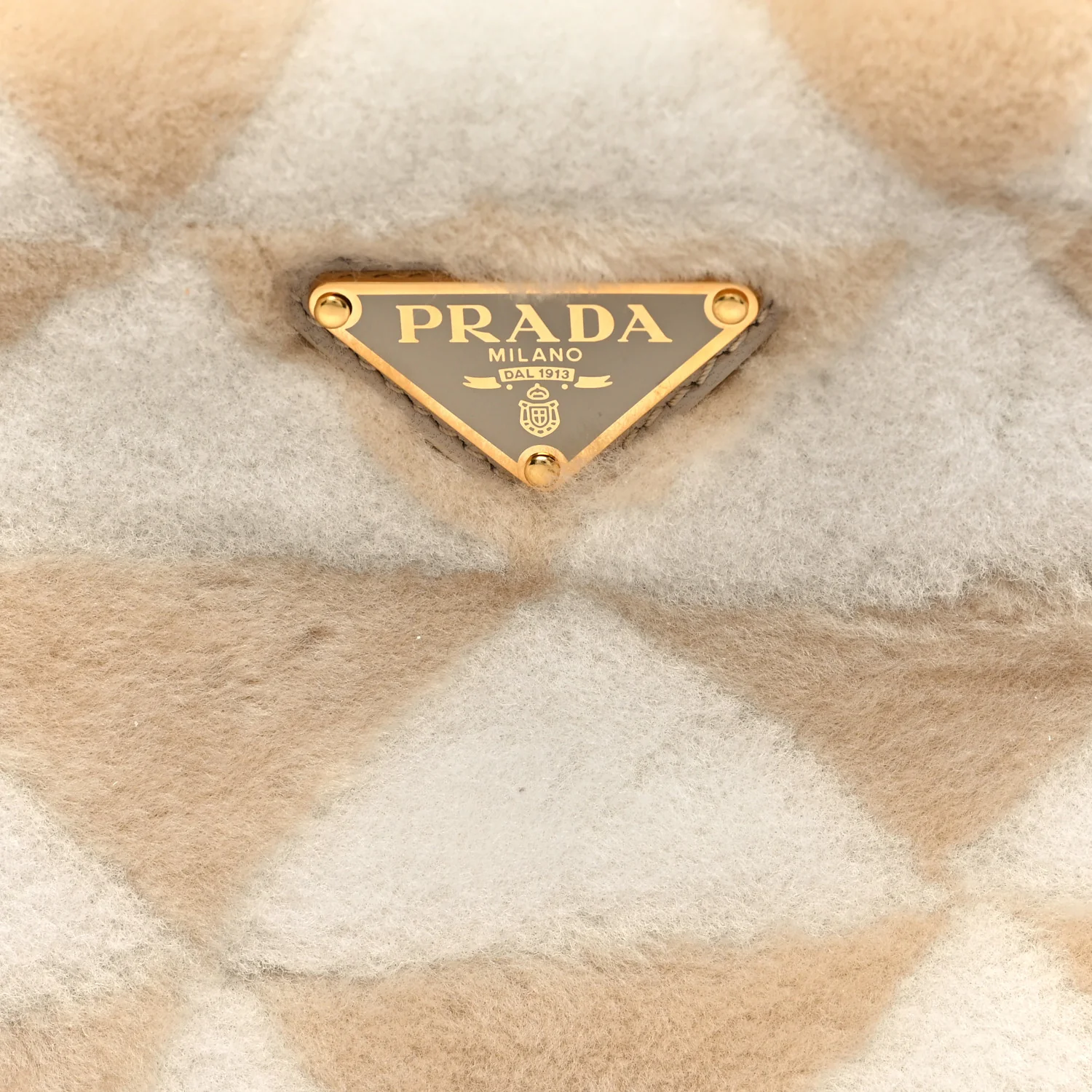 Shearling Symbole Mini Triangle Bag Ecru White - Image 7
