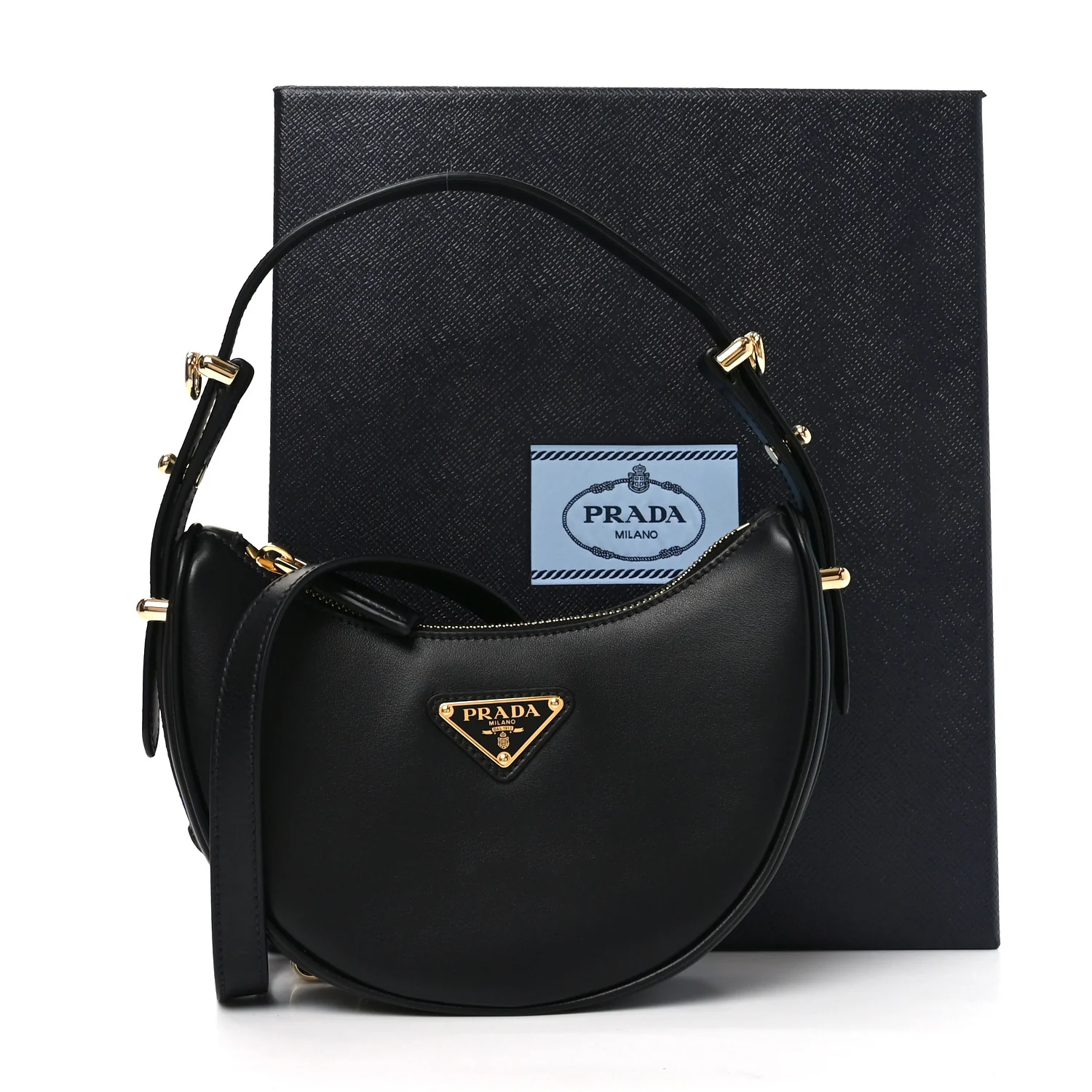 Soft Calfskin Arque Shoulder Bag Black - Image 10