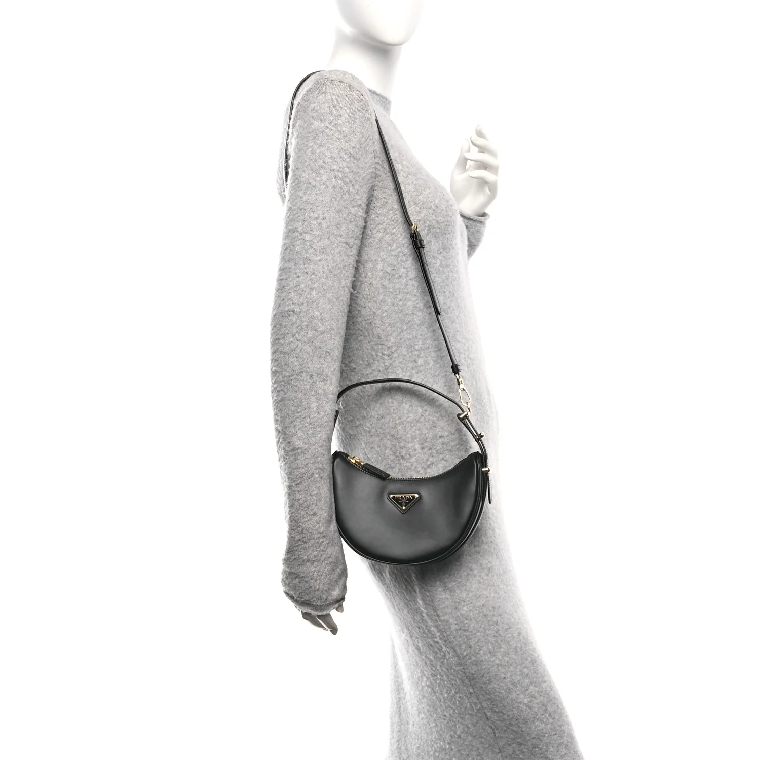Soft Calfskin Arque Shoulder Bag Black - Image 2