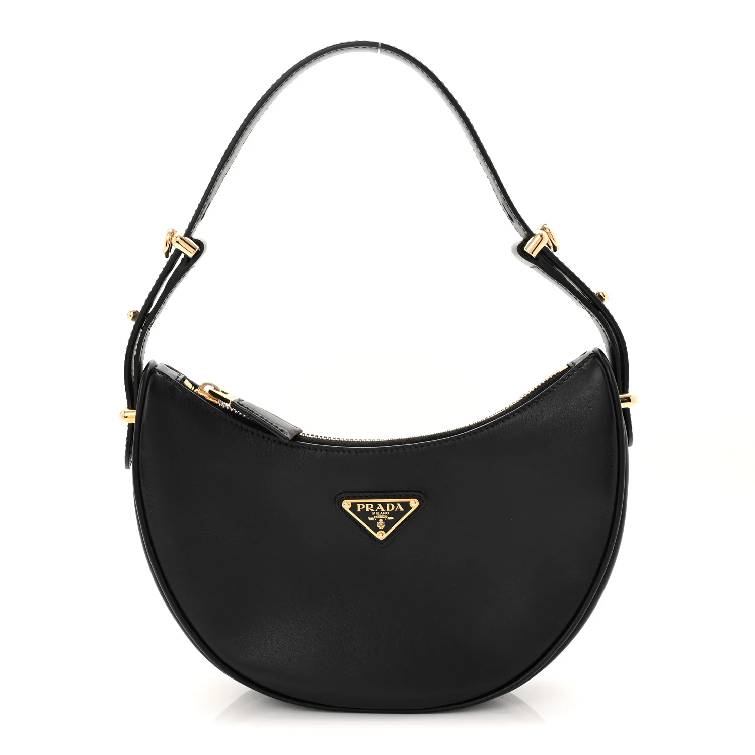 Soft Calfskin Arque Shoulder Bag Black