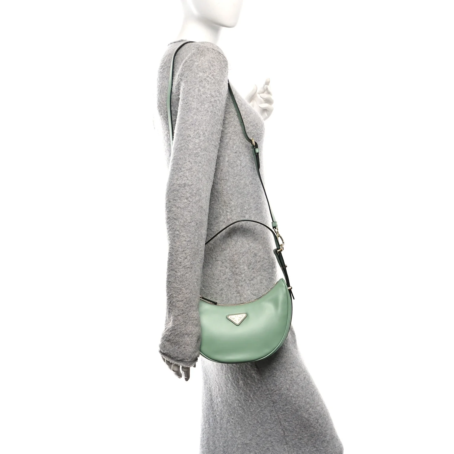 Soft Calfskin Arque Shoulder Bag Green - Image 2