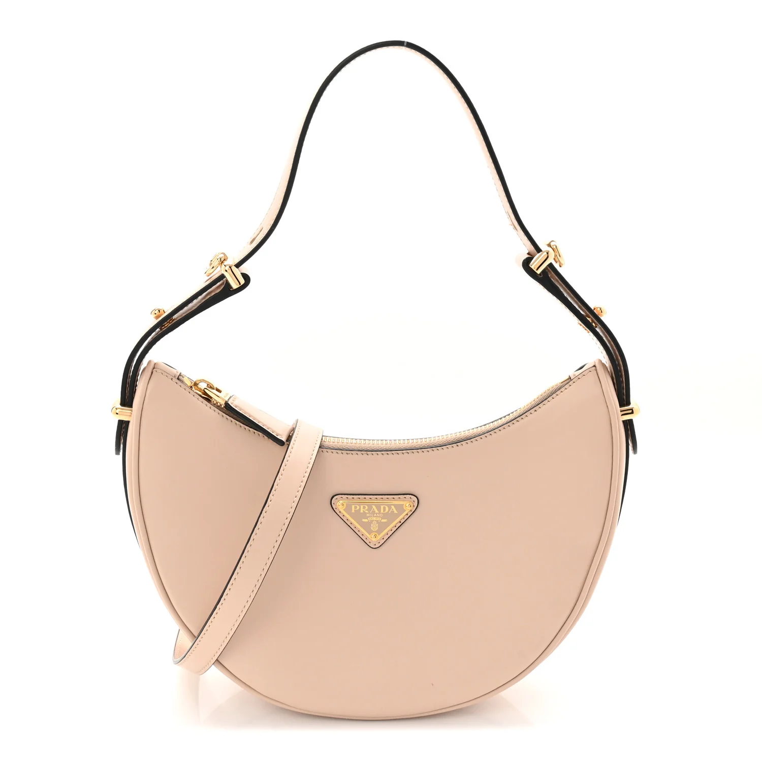 Soft Calfskin Arque Shoulder Bag Travertino
