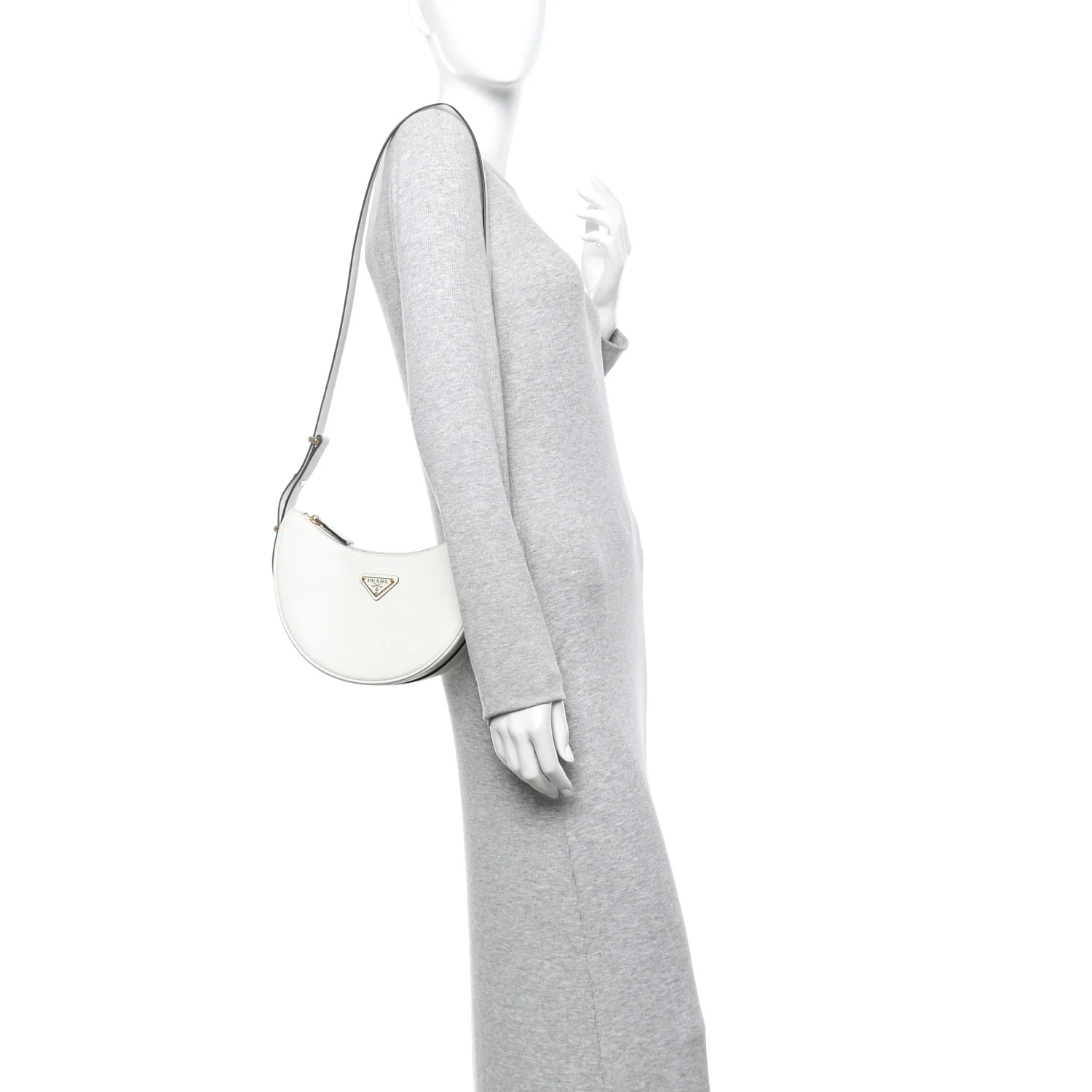 Soft Calfskin Arque Shoulder Bag White - Image 2