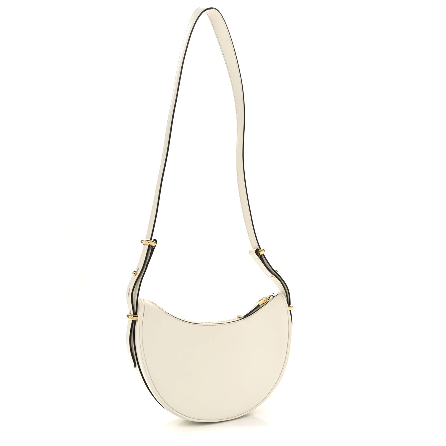 Soft Calfskin Arque Shoulder Bag White - Image 3