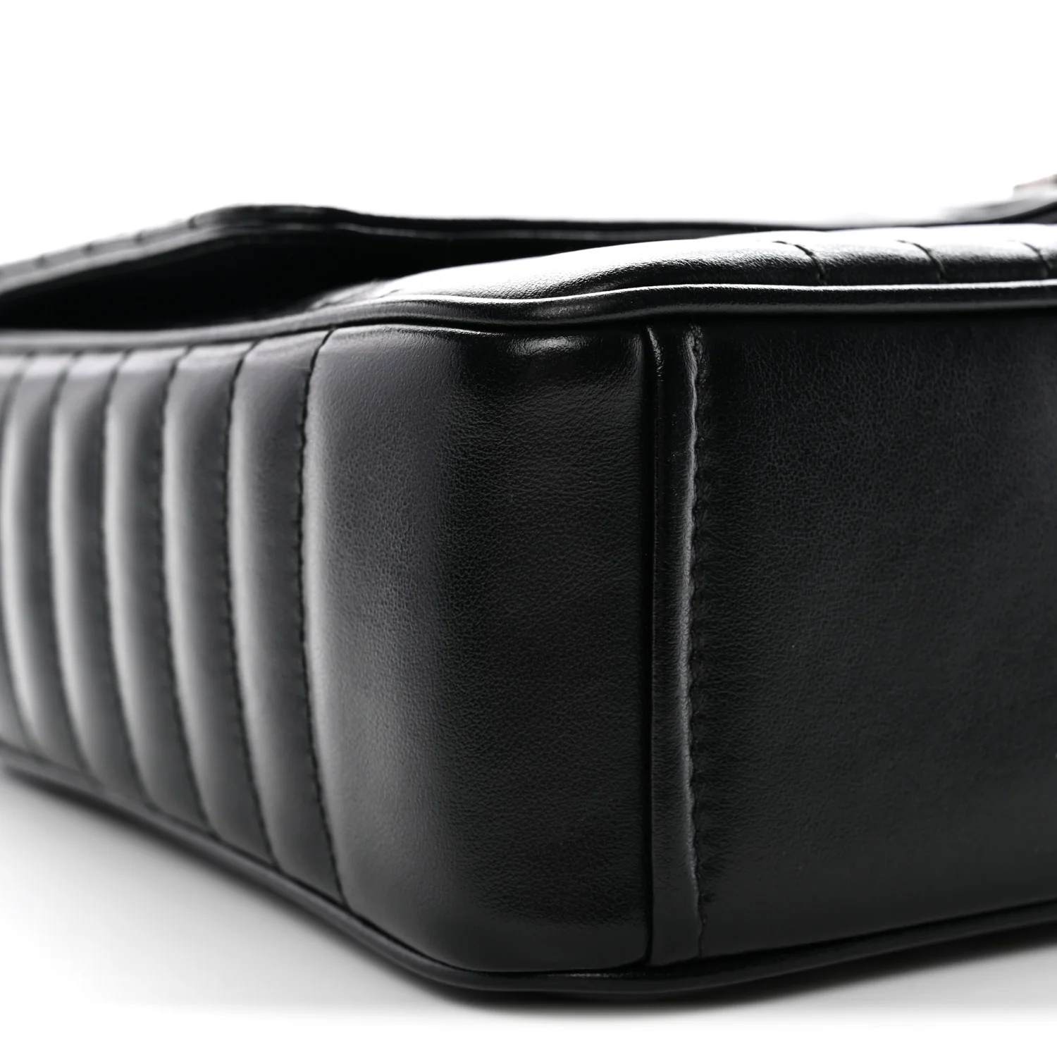 Soft Calfskin Impunture Diagramme Large Chain Flap Shoulder Bag Black - Image 8