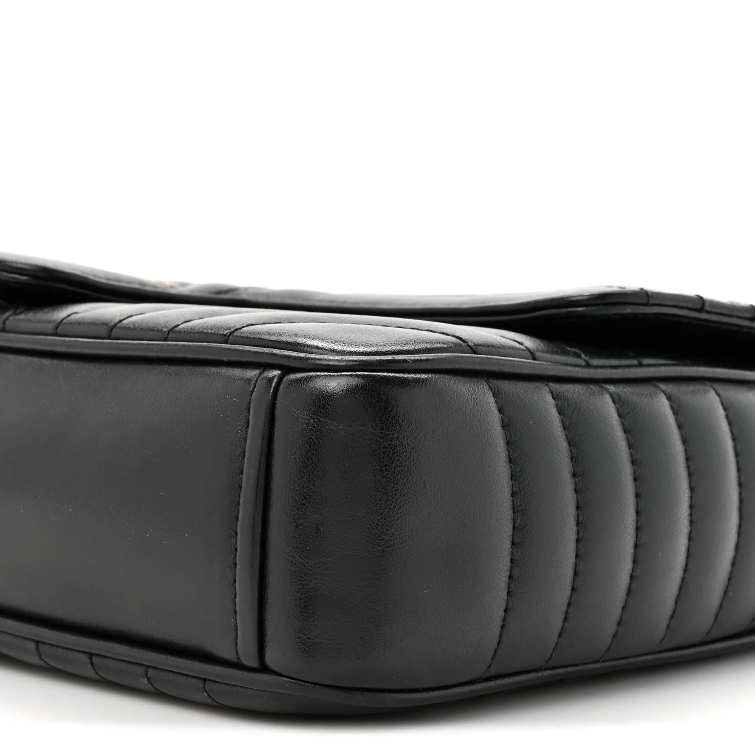 Soft Calfskin Impunture Diagramme Medium Chain Flap Shoulder Bag Black - Image 14