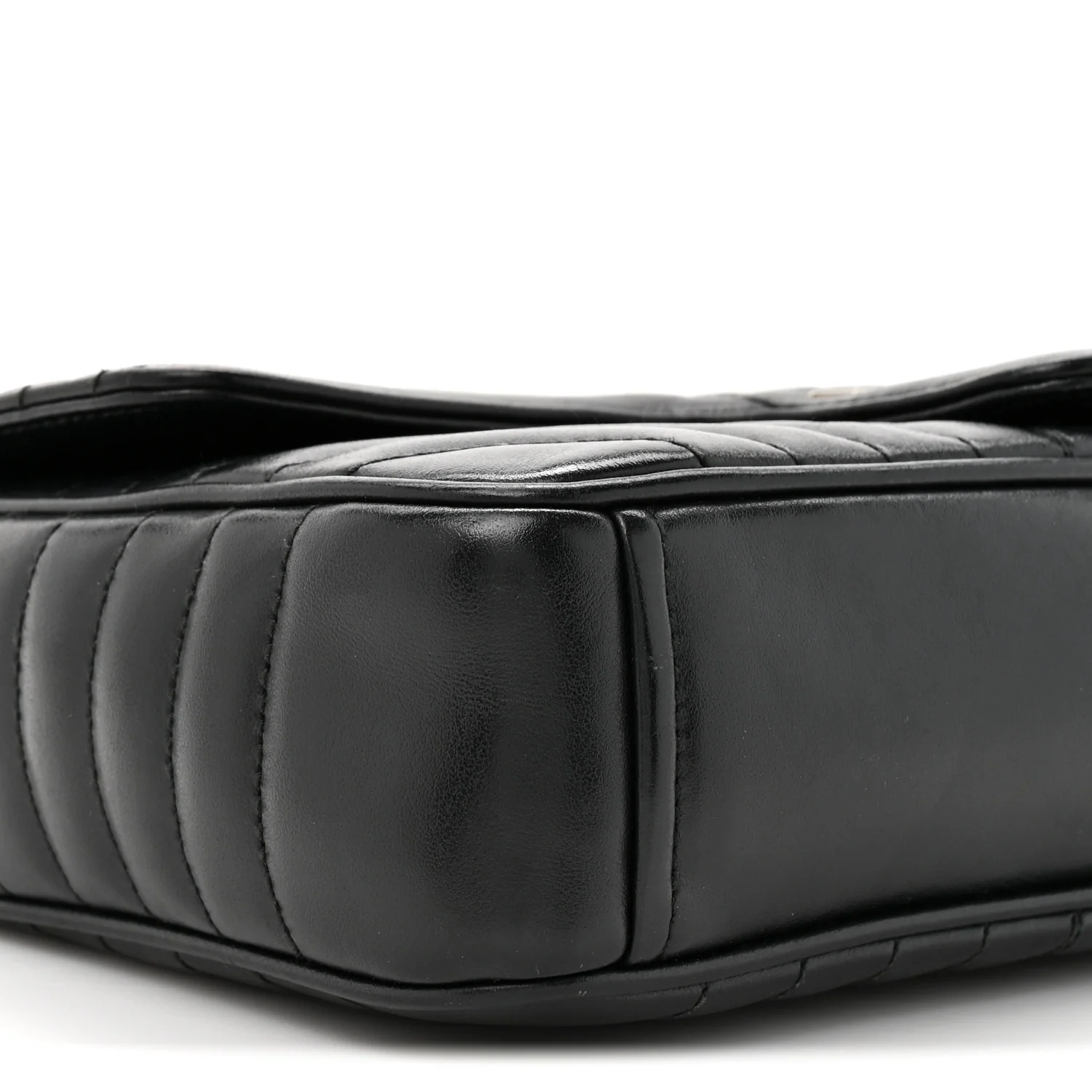 Soft Calfskin Impunture Diagramme Medium Chain Flap Shoulder Bag Black - Image 17
