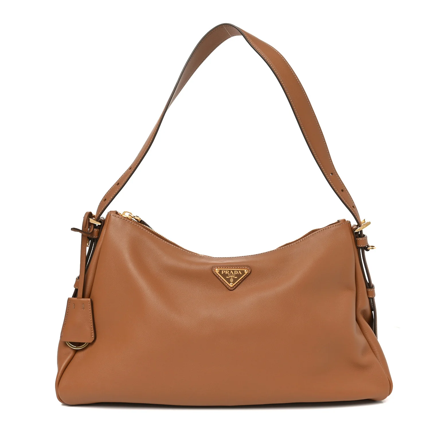 Soft Calfskin Large Aimee Shoulder Bag Caramel