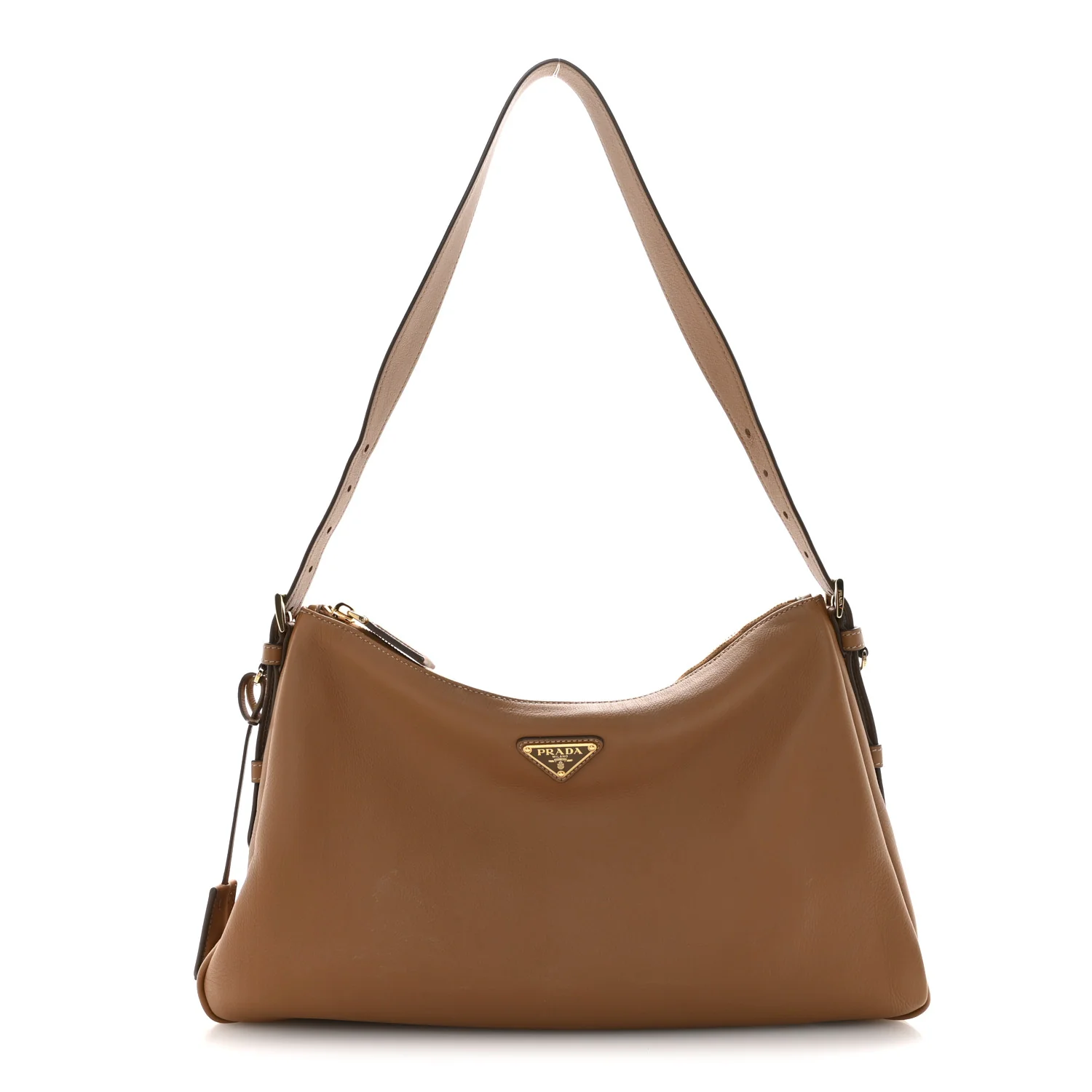 Soft Calfskin Large Aimée Shoulder Bag Caramel