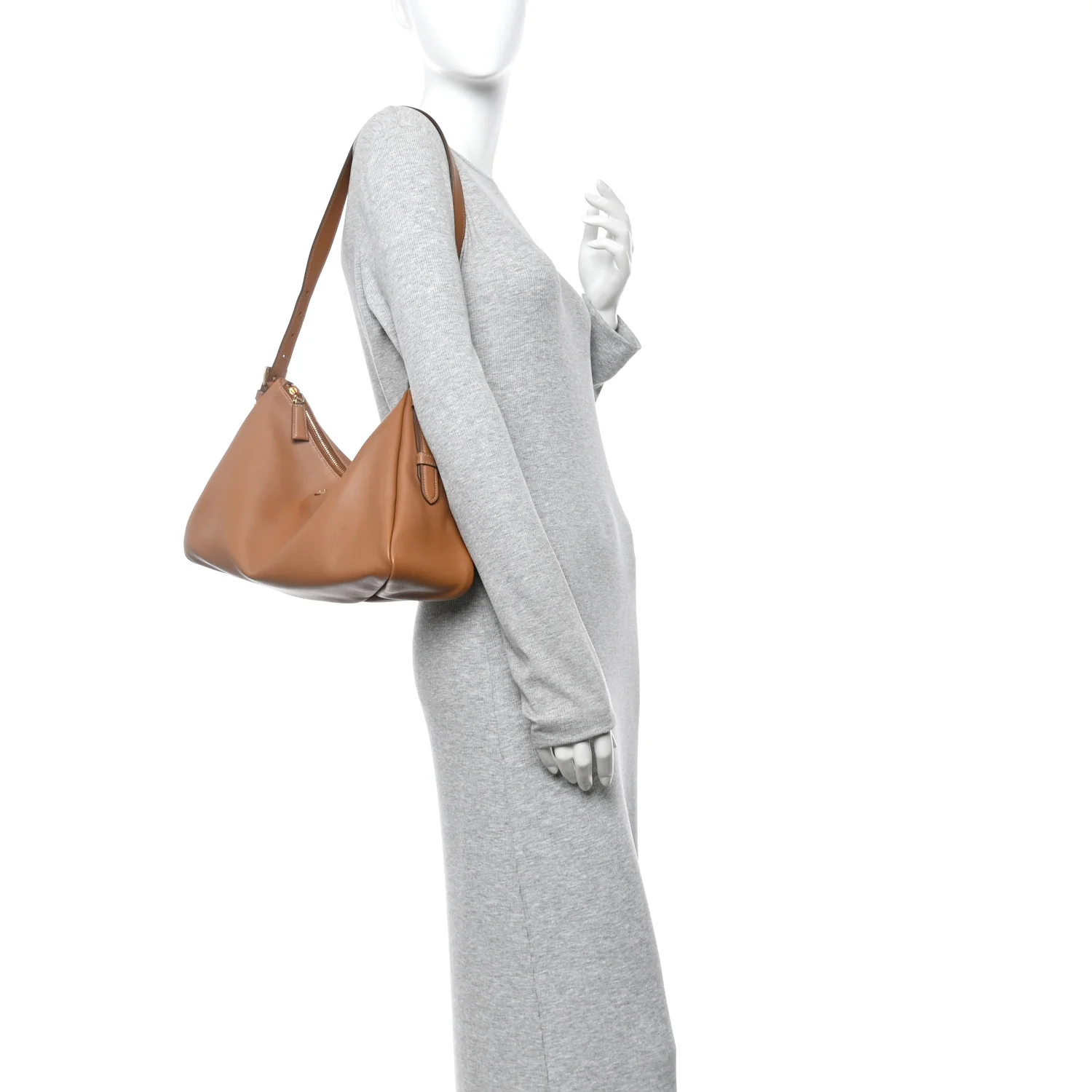 Soft Calfskin Large Aimée Shoulder Bag Caramel - Image 2