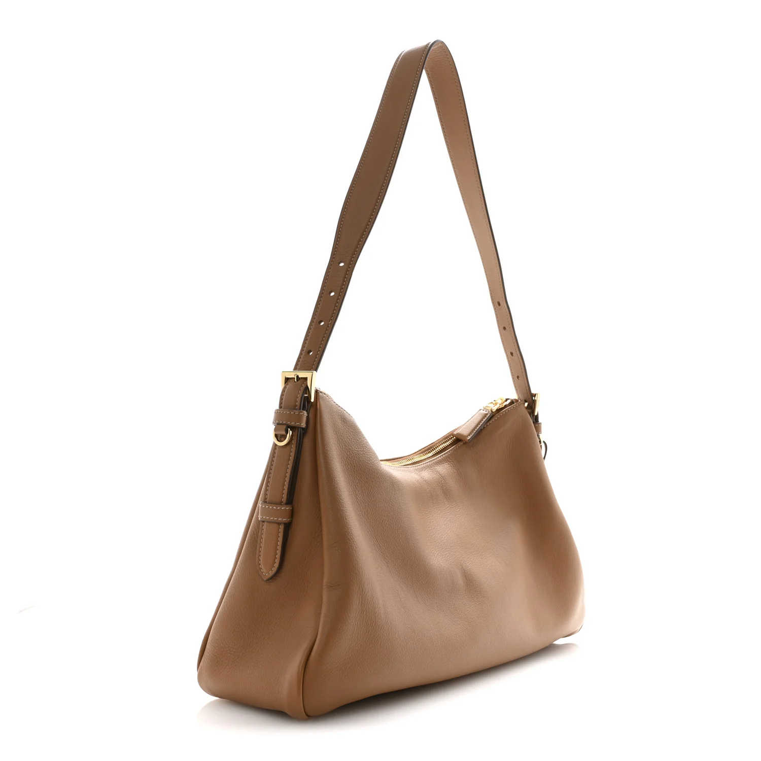 Soft Calfskin Large Aimée Shoulder Bag Caramel - Image 3