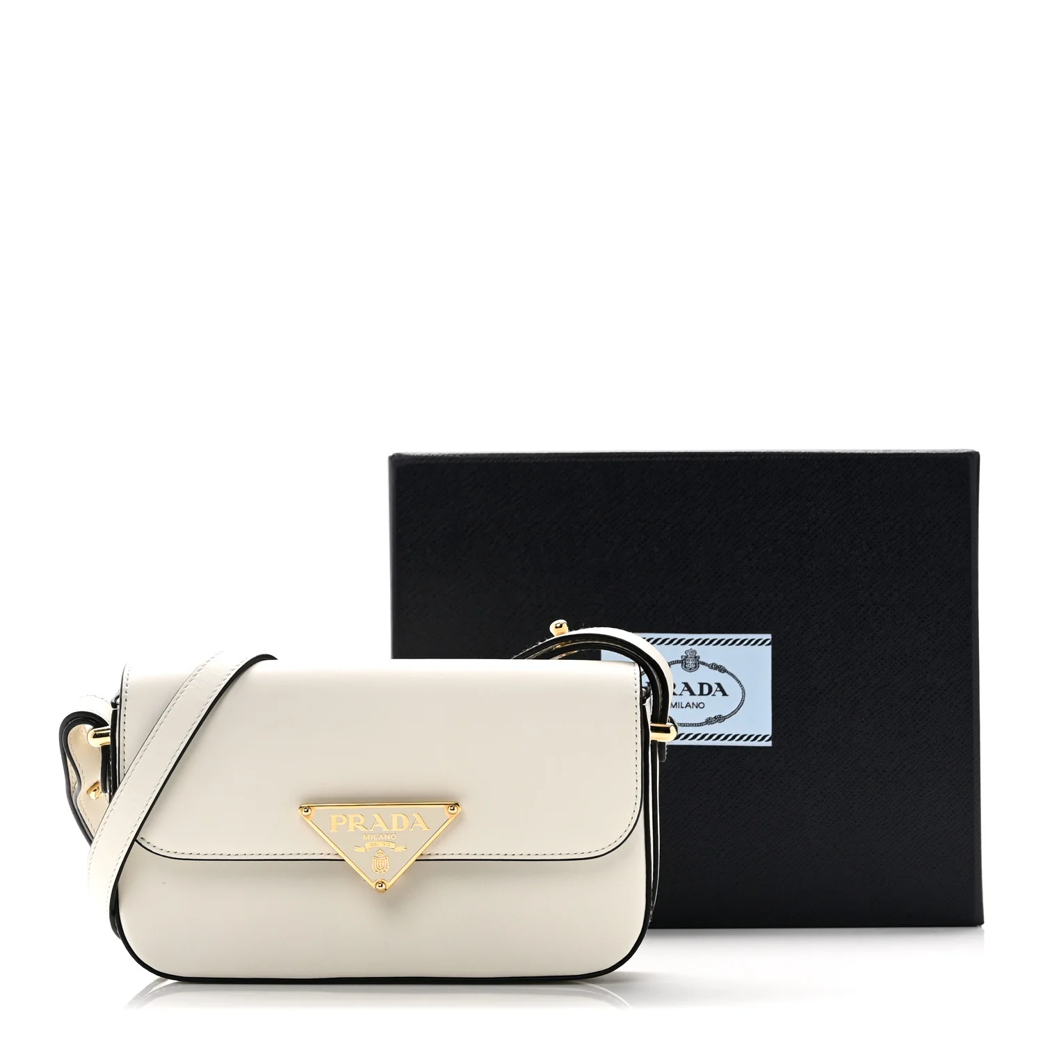 Soft Calfskin Metal Triangle Logo Flap Shoulder Bag White - Image 10