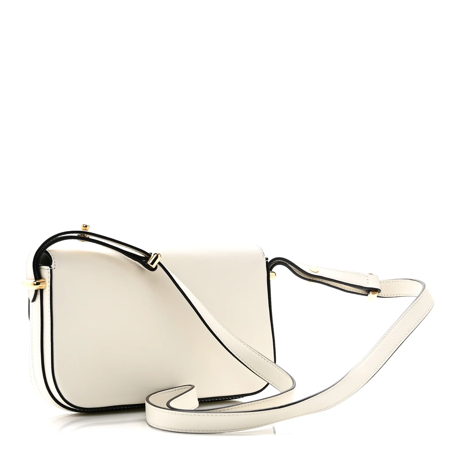 Soft Calfskin Metal Triangle Logo Flap Shoulder Bag White - Image 3