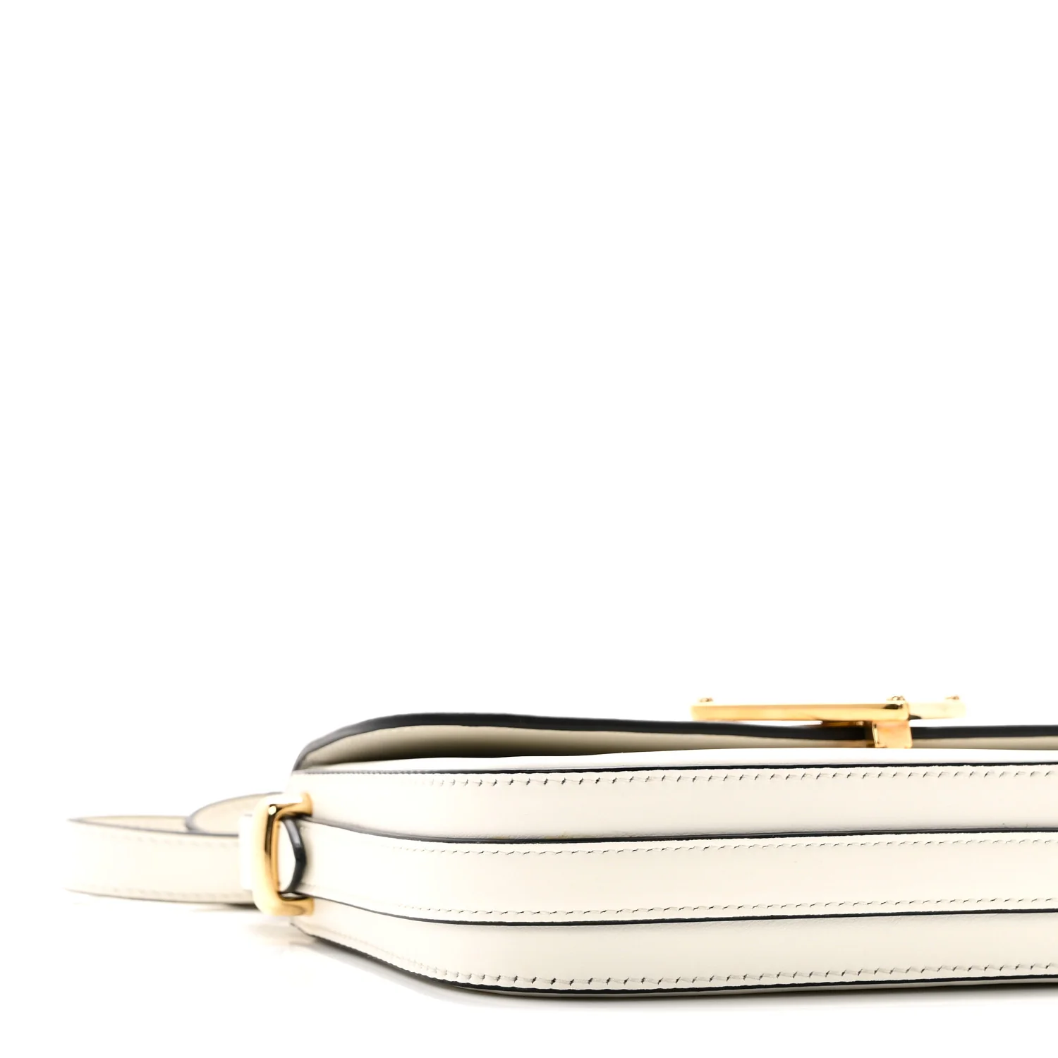Soft Calfskin Metal Triangle Logo Flap Shoulder Bag White - Image 8