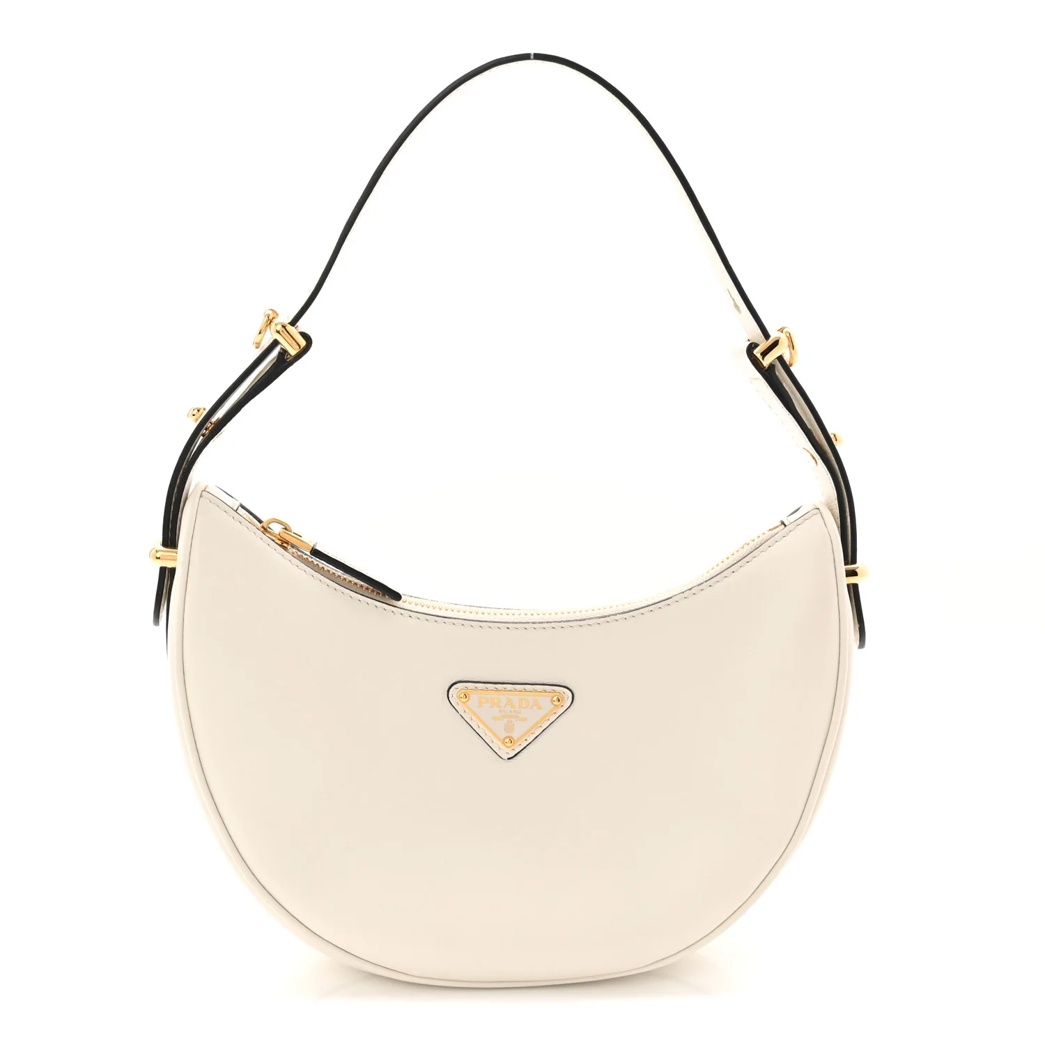 Soft Calfskin Small Arque Shoulder Bag White